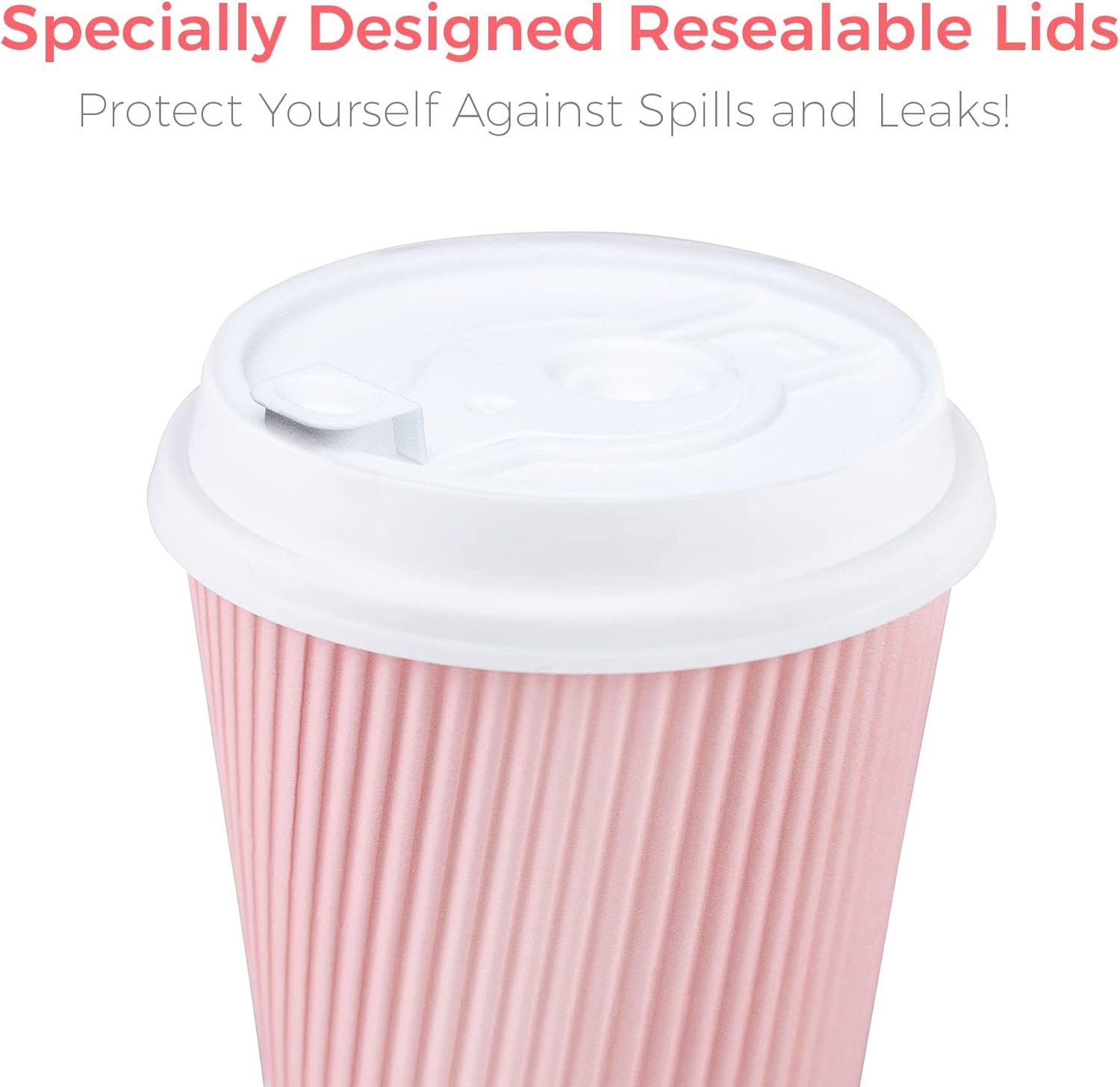 Tazas de café desechables con tapa - (80 unidades) 12 oz tazas de papel para llevar con tapas resellables que evitan derrames. Ideal para bebidas calientes al viajar. Proveedor de soluciones para su marca blanca y personalización con logo.