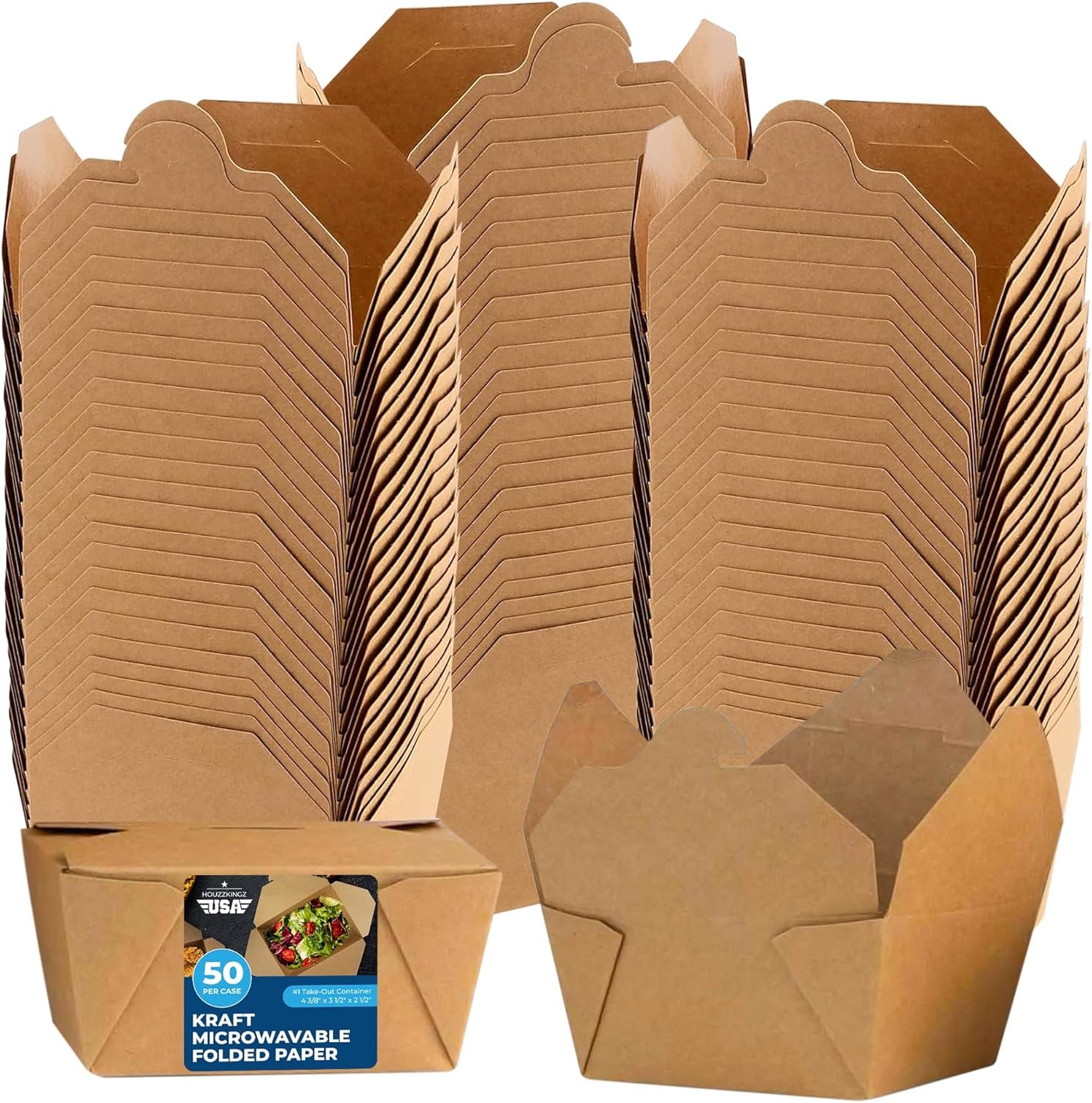 Cajas de Cartón para Comida con Logo Personalizado [Paquete de 50 - 30 Oz] | Contenedores Desechables Marca Blanca para Almuerzos, Cajas de Comida para Catering, Proveedor de Envases para Llevar.