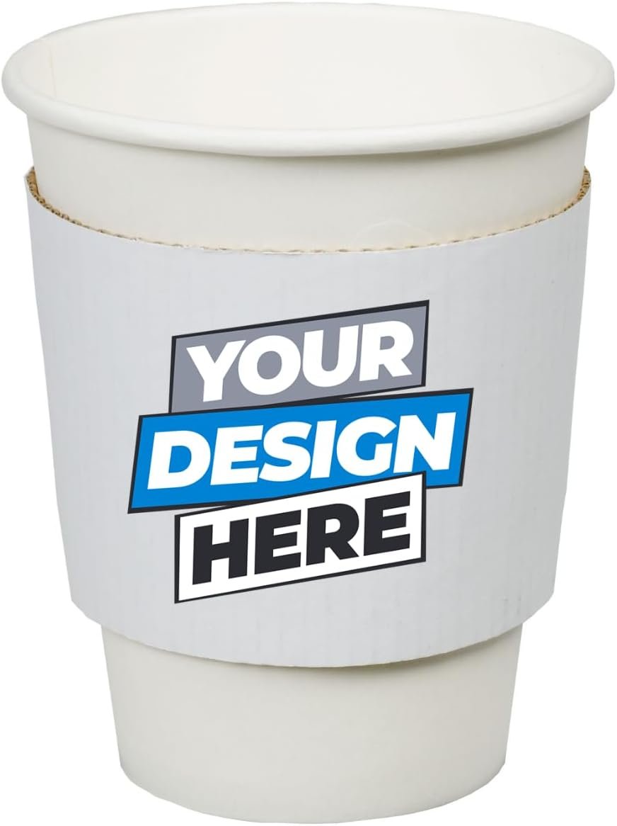 Tazas desechables de papel con mangas blancas y impresión a todo color personalizada para tazas de 12-20 oz, 100 piezas - Proveedor de Marca Blanca