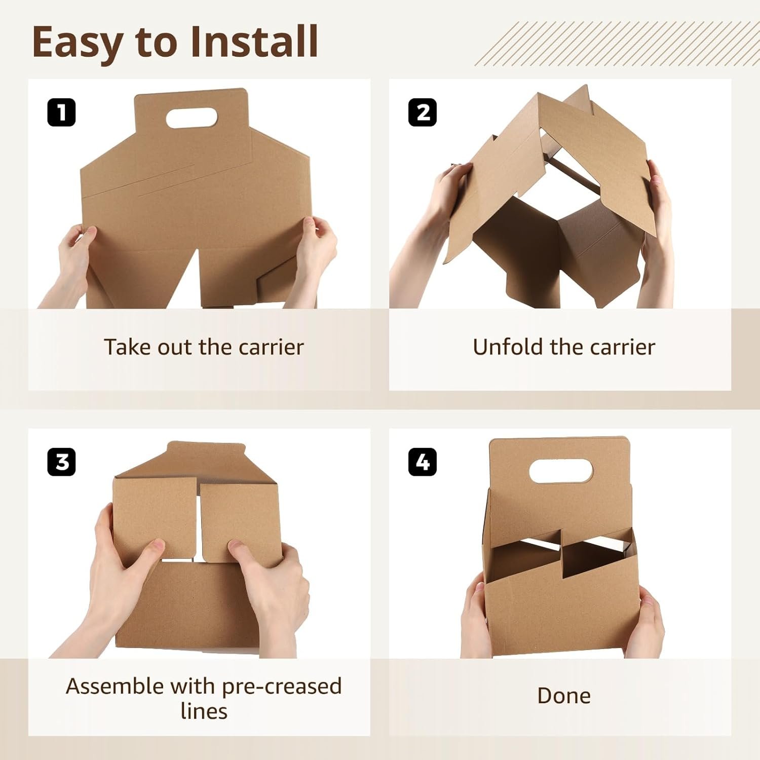 Sets de 50 portavasos desechables con asa y logotipo personalizado, soporte de cartón para tazas de café, portavasos para llevar bebidas frías y calientes con tarjetas y cuerdas, ideal para marca blanca y suministrado por nuestro fabricante.