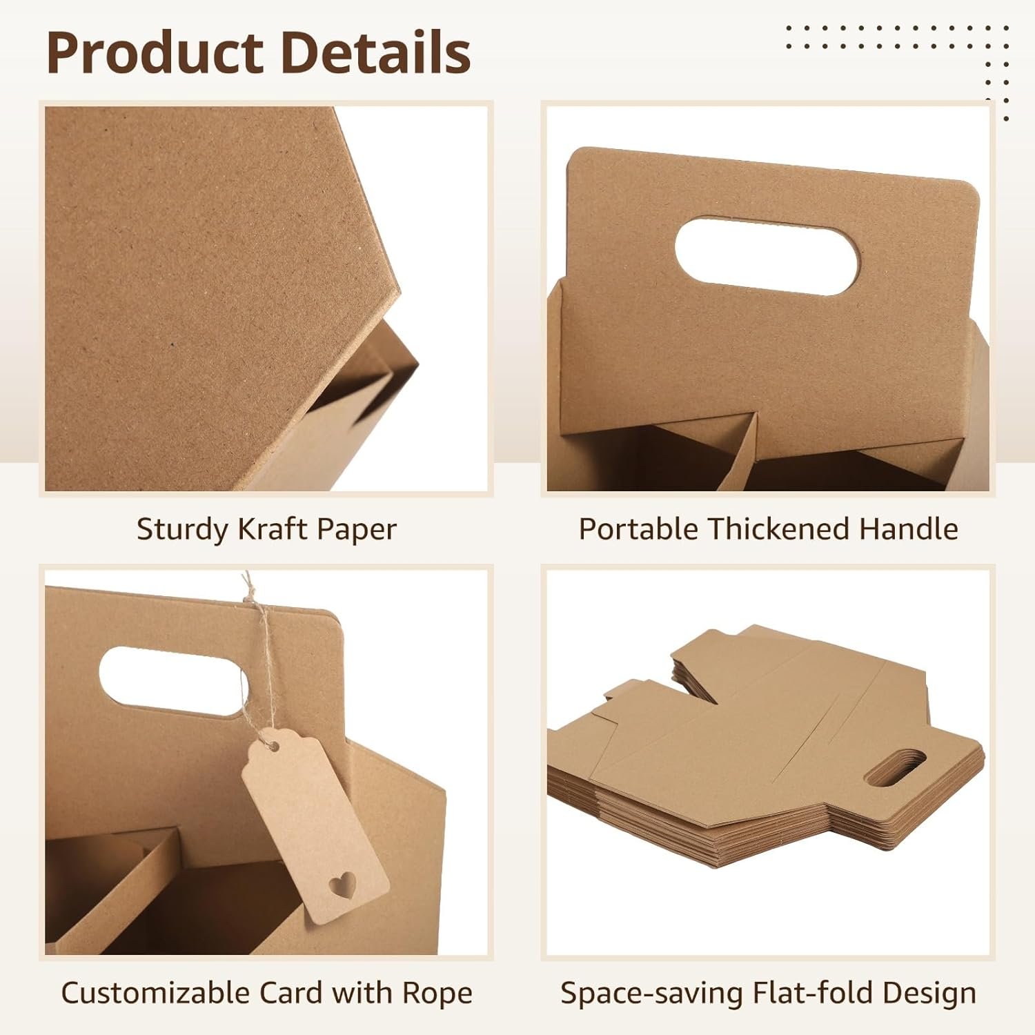 Sets de 50 portavasos desechables con asa y logotipo personalizado, soporte de cartón para tazas de café, portavasos para llevar bebidas frías y calientes con tarjetas y cuerdas, ideal para marca blanca y suministrado por nuestro fabricante.