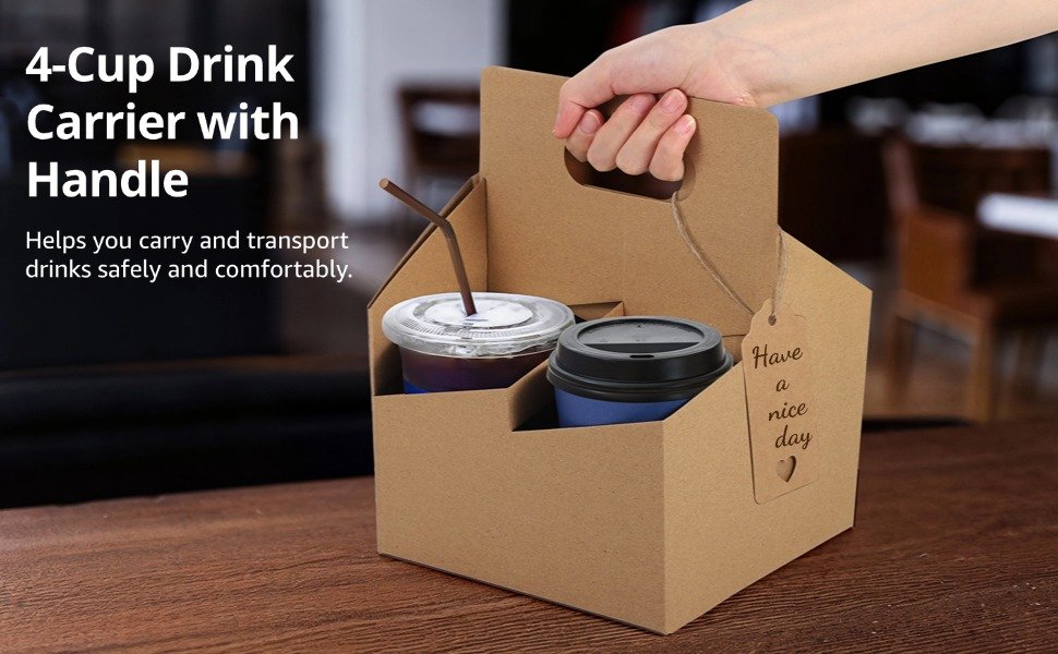 Sets de 50 portavasos desechables con asa y logotipo personalizado, soporte de cartón para tazas de café, portavasos para llevar bebidas frías y calientes con tarjetas y cuerdas, ideal para marca blanca y suministrado por nuestro fabricante.