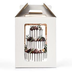 Caja de pastel alta con 6 ventanas, transportador de pastel de 12x12x14, caja para pastel de capas ideal para pasteles de 10