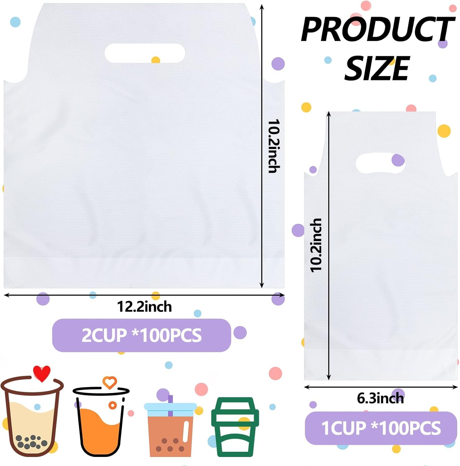 Logo Personalizado Bolsas de Plástico Transparentes para Bebidas 200 Piezas, Soporte para Copas de 2 y 1 Taza con Orificio para Colgar, 6.3 x 10.2 y 12.2 x 10.2 Pulgadas, Proveedor de Marca Blanca Logo Personalizado Bolsas de Plástico Transparentes para Bebidas 200 Piezas, Soporte para Copas de 2 y 1 Taza con Orificio para Colgar, 6.3 x 10.2 y 12.2 x 10.2 Pulgadas, Proveedor de Marca Blanca