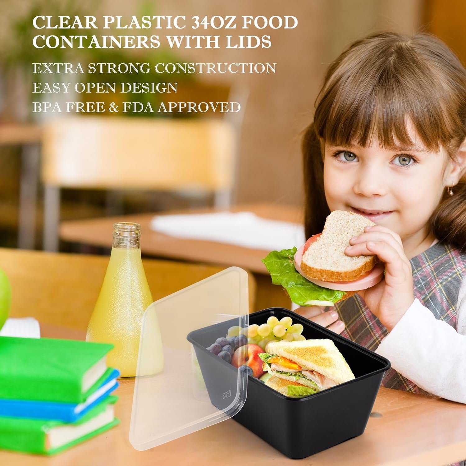 Contenedores para Comida con Logo Personalizado 50Pack - Recipientes de Almacenamiento de 34oz, Contenedores de Preparación de Comida Reutilizables, Envases Desechables para Llevar, BPA Free, Apilables, 1000ml, Apto para Microondas y Congelador, Proveedor.