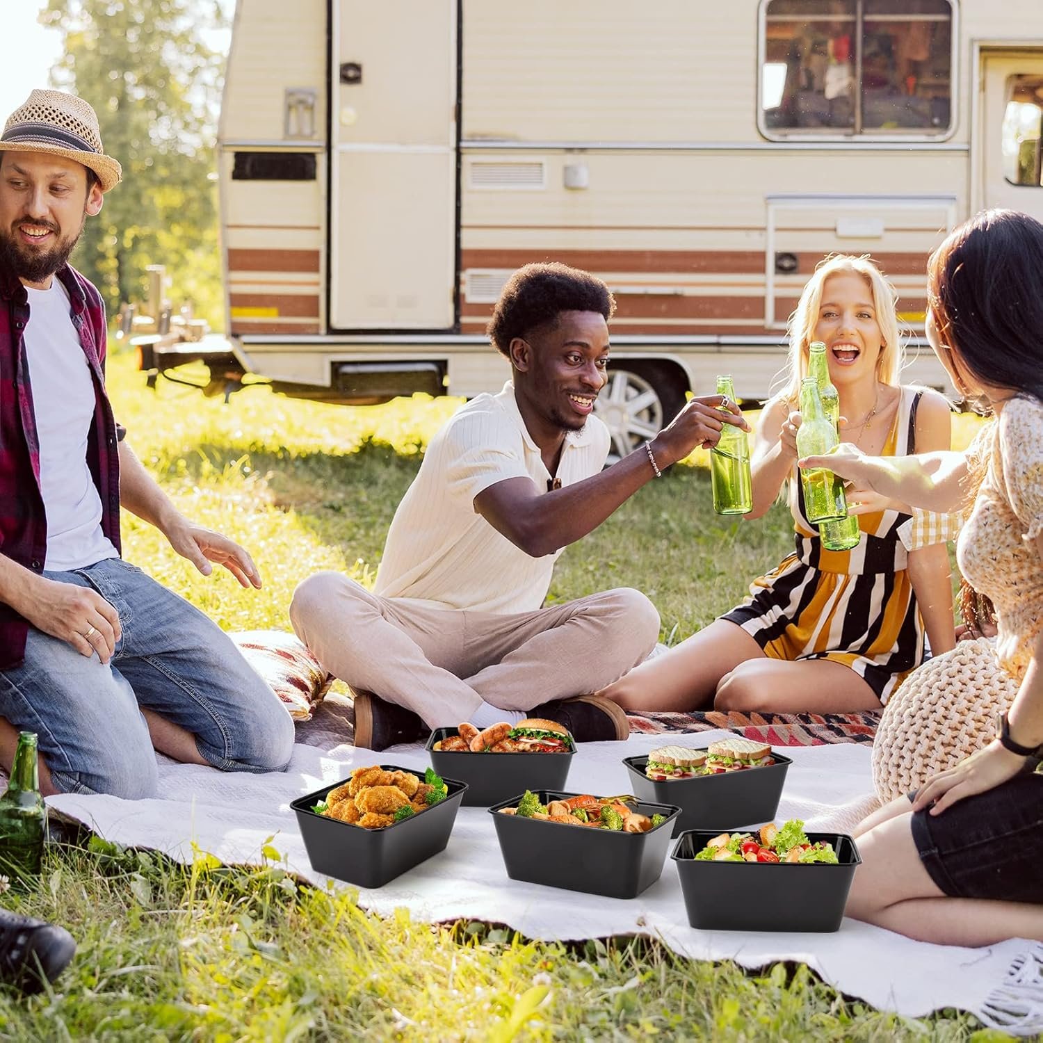 Contenedores para Comida con Logo Personalizado 50Pack - Recipientes de Almacenamiento de 34oz, Contenedores de Preparación de Comida Reutilizables, Envases Desechables para Llevar, BPA Free, Apilables, 1000ml, Apto para Microondas y Congelador, Proveedor.