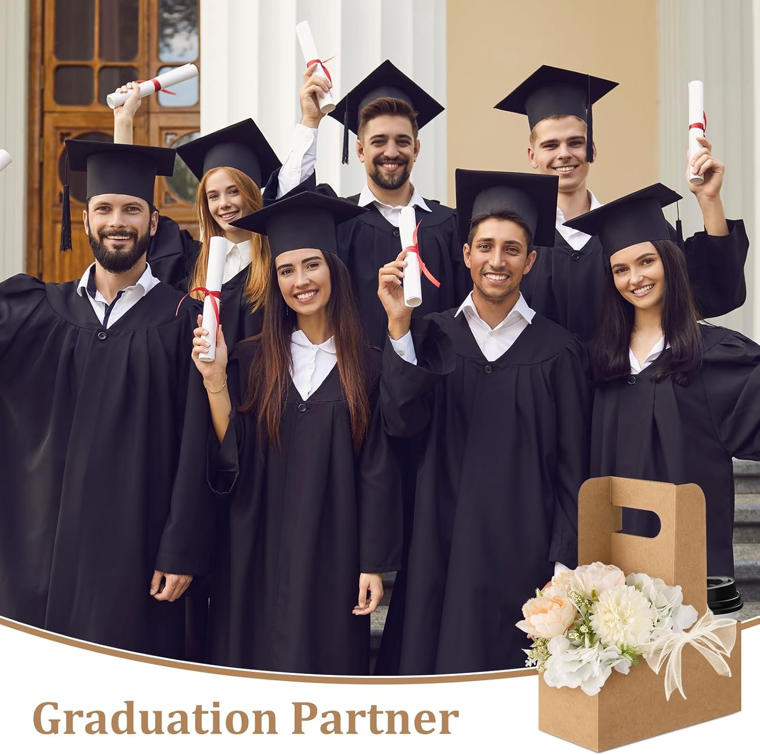 Logo Personalizado Bolsas de Papel Kraft para Regalos de Flores, Porta Bebidas Desechables con Asa, Cajas de Papel para Flores de 2 Tazas, Marca Blanca para Día de la Madre, Bodas y Cumpleaños (Multicolor) Proveedor.