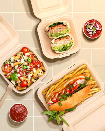 Logo Personalizado Envase Compostable Blanco Cuadrado de 6 x 6 pulgadas con Compartimento Único, Caja de Clamshell Desechable Eco-Amigable de Bagazo de Caña de Azúcar, Proveedor Sin PFAS Añadidos, Marca Blanca Nueva Versión.