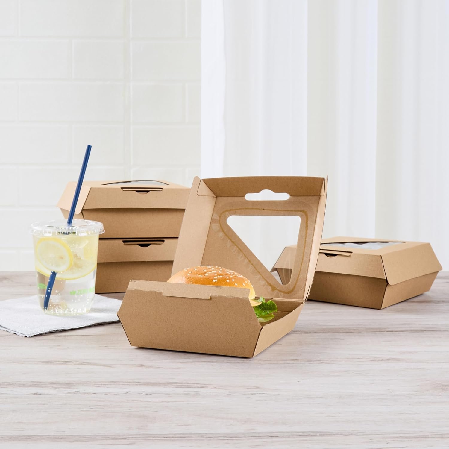 Logo Personalizado Caja de Comida desechable 100 Unidades 5.41 x 5.5 x 2.63 Pulgadas Kraft Corrugado Resistente a Grasas para Hamburguesas y Sándwiches, Proveedor de Marca Blanca. Logo Personalizado Caja de Comida desechable 100 Unidades 5.41 x 5.5 x 2.63 Pulgadas Kraft Corrugado Resistente a Grasas para Hamburguesas y Sándwiches, Proveedor de Marca Blanca.