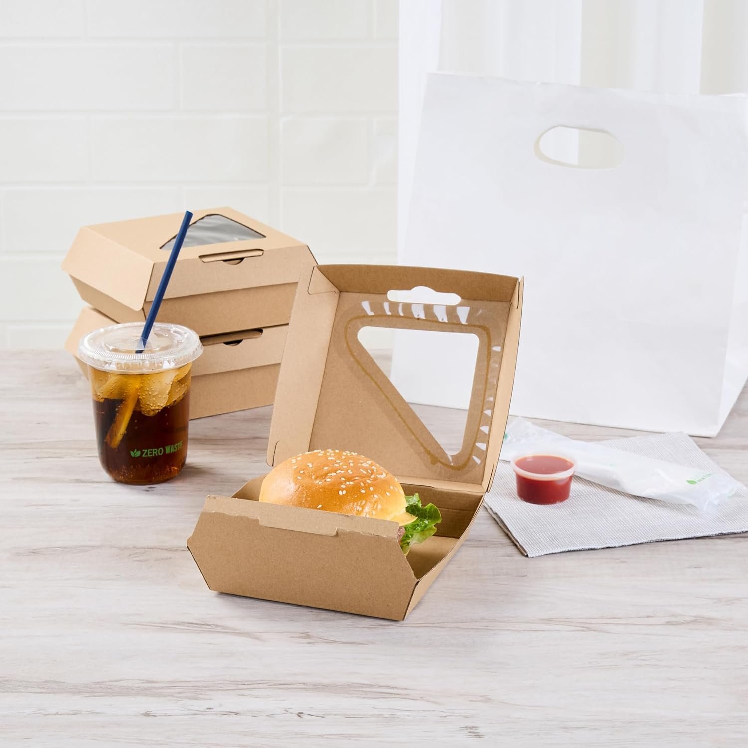Logo Personalizado Caja de Comida desechable 100 Unidades 5.41 x 5.5 x 2.63 Pulgadas Kraft Corrugado Resistente a Grasas para Hamburguesas y Sándwiches, Proveedor de Marca Blanca. Logo Personalizado Caja de Comida desechable 100 Unidades 5.41 x 5.5 x 2.63 Pulgadas Kraft Corrugado Resistente a Grasas para Hamburguesas y Sándwiches, Proveedor de Marca Blanca.