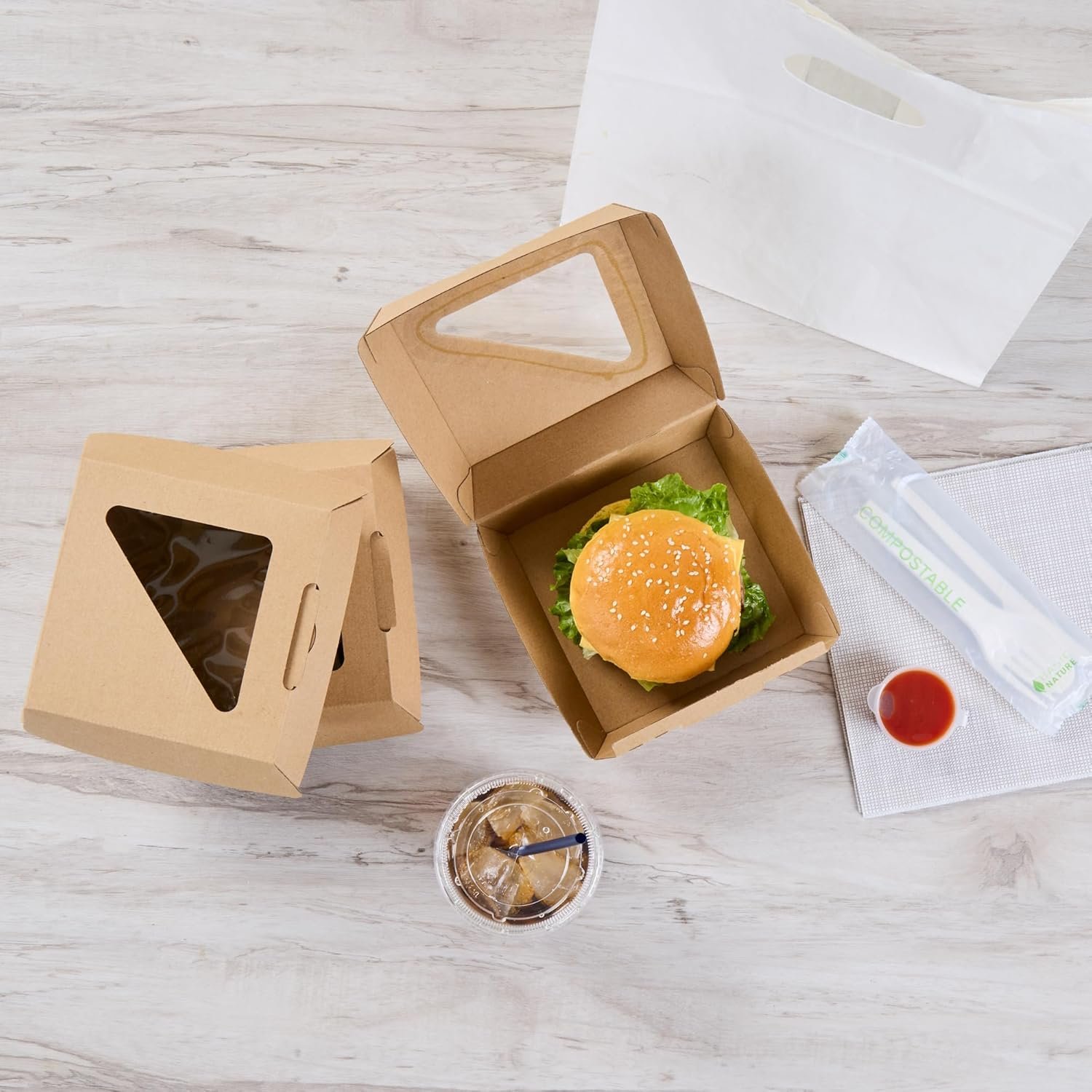Logo Personalizado Caja de Comida desechable 100 Unidades 5.41 x 5.5 x 2.63 Pulgadas Kraft Corrugado Resistente a Grasas para Hamburguesas y Sándwiches, Proveedor de Marca Blanca. Logo Personalizado Caja de Comida desechable 100 Unidades 5.41 x 5.5 x 2.63 Pulgadas Kraft Corrugado Resistente a Grasas para Hamburguesas y Sándwiches, Proveedor de Marca Blanca.