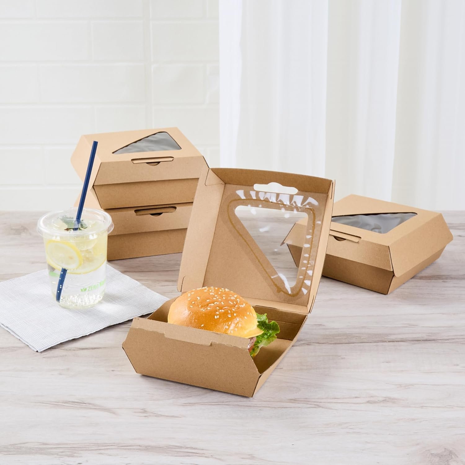 Logo Personalizado Caja de Comida desechable 100 Unidades 5.41 x 5.5 x 2.63 Pulgadas Kraft Corrugado Resistente a Grasas para Hamburguesas y Sándwiches, Proveedor de Marca Blanca. Logo Personalizado Caja de Comida desechable 100 Unidades 5.41 x 5.5 x 2.63 Pulgadas Kraft Corrugado Resistente a Grasas para Hamburguesas y Sándwiches, Proveedor de Marca Blanca.