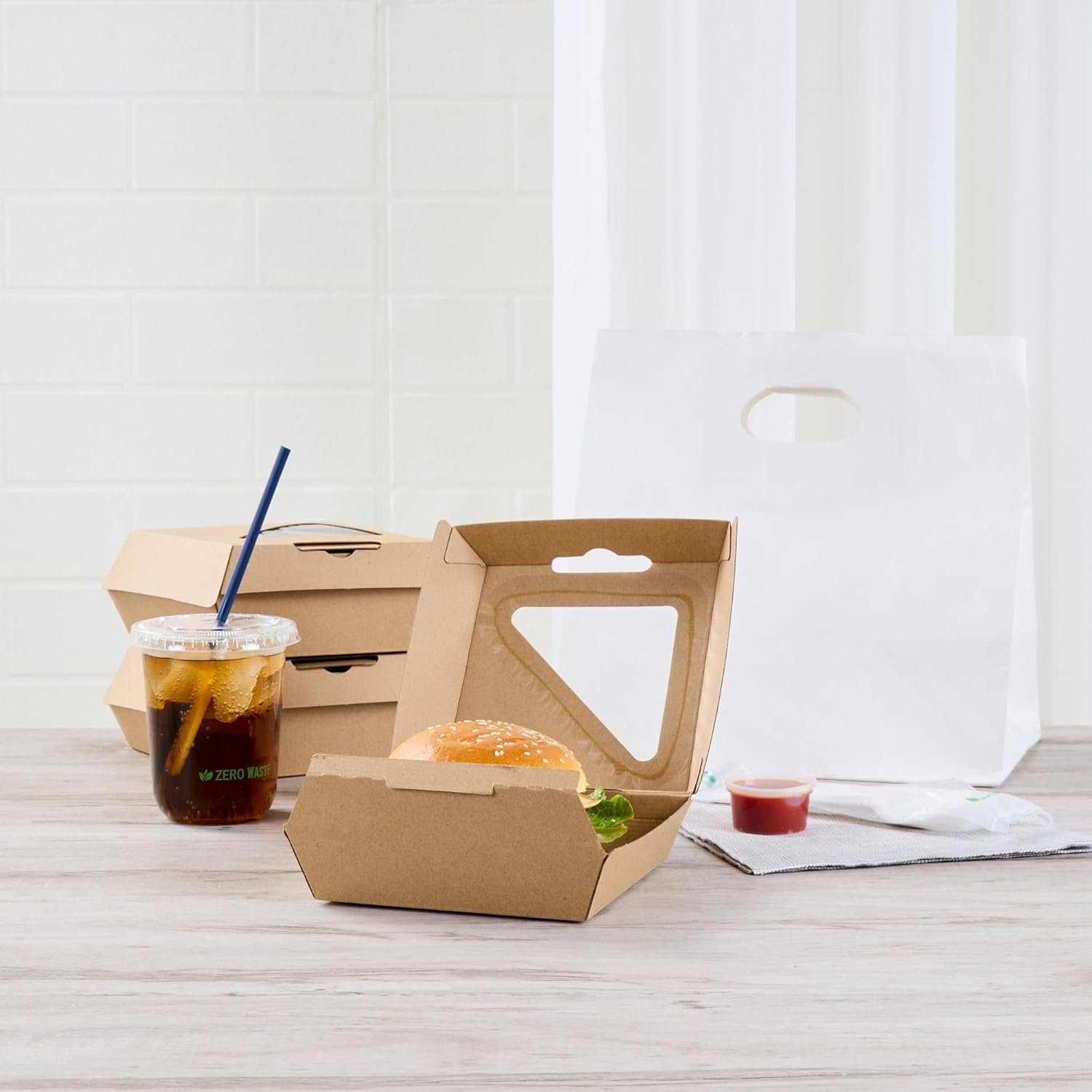 Logo Personalizado Caja de Comida desechable 100 Unidades 5.41 x 5.5 x 2.63 Pulgadas Kraft Corrugado Resistente a Grasas para Hamburguesas y Sándwiches, Proveedor de Marca Blanca. Logo Personalizado Caja de Comida desechable 100 Unidades 5.41 x 5.5 x 2.63 Pulgadas Kraft Corrugado Resistente a Grasas para Hamburguesas y Sándwiches, Proveedor de Marca Blanca.