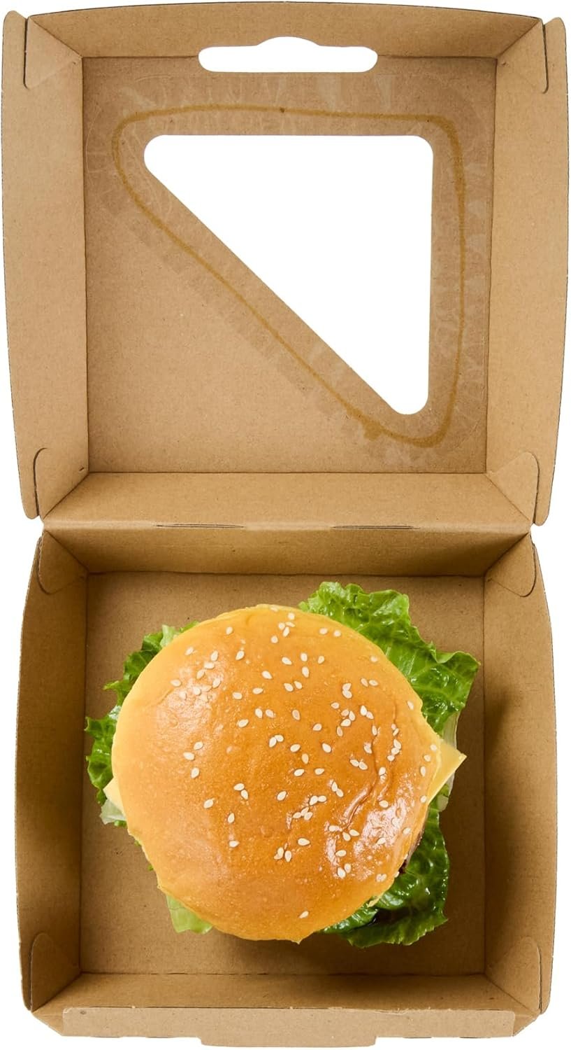 Logo Personalizado Caja de Comida desechable 100 Unidades 5.41 x 5.5 x 2.63 Pulgadas Kraft Corrugado Resistente a Grasas para Hamburguesas y Sándwiches, Proveedor de Marca Blanca. Logo Personalizado Caja de Comida desechable 100 Unidades 5.41 x 5.5 x 2.63 Pulgadas Kraft Corrugado Resistente a Grasas para Hamburguesas y Sándwiches, Proveedor de Marca Blanca.