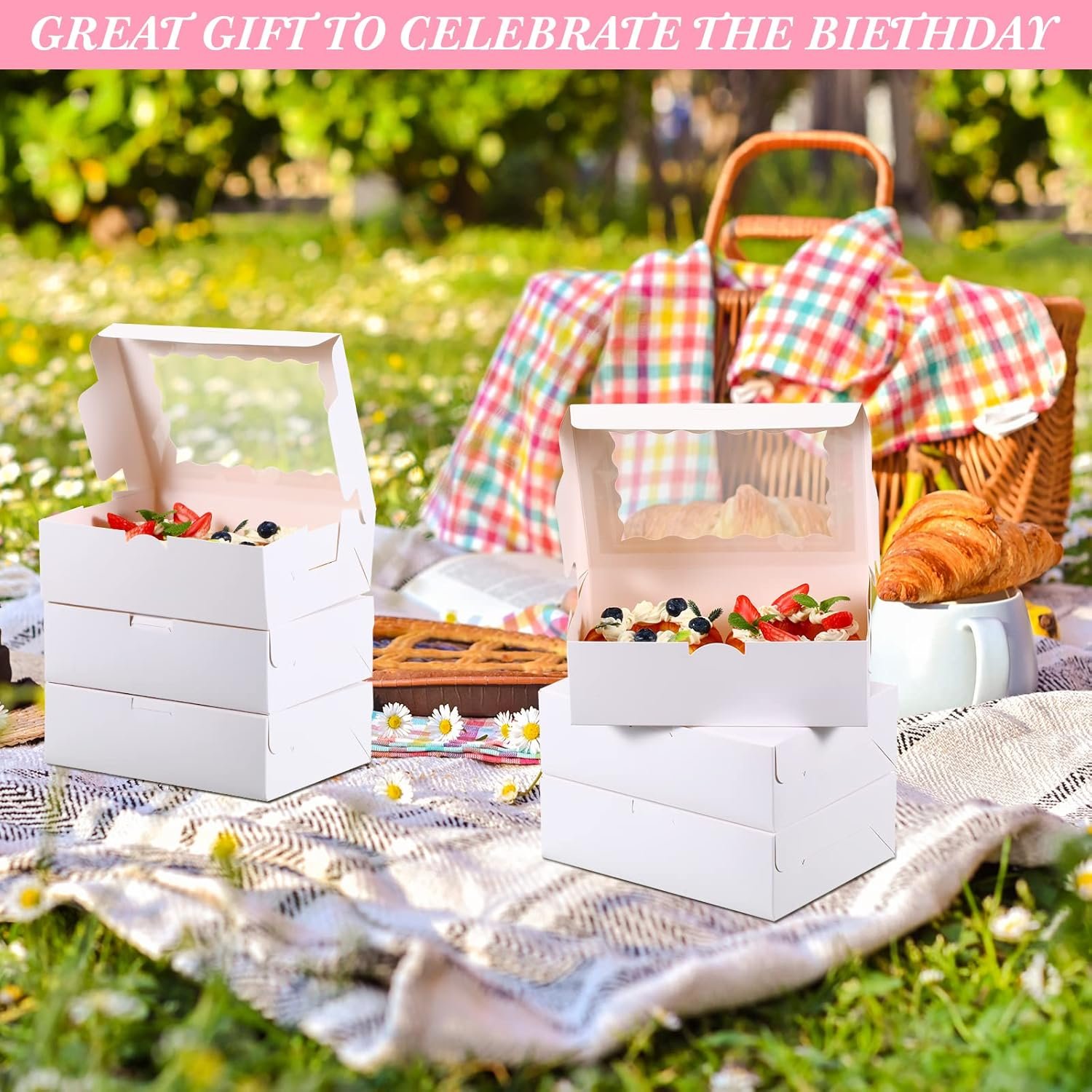 Caja de pastelería de 100 unidades de 8 x 6 x 2.5 pulgadas con ventana en 2 estilos para galletas, chocolates, fresas, cupcakes, caramelos y muffins, con opciones de logo personalizado y marca blanca, ideal para proveedores. Caja de pastelería de 100 unidades de 8 x 6 x 2.5 pulgadas con ventana en 2 estilos para galletas, chocolates, fresas, cupcakes, caramelos y muffins, con opciones de logo personalizado y marca blanca, ideal para proveedores.