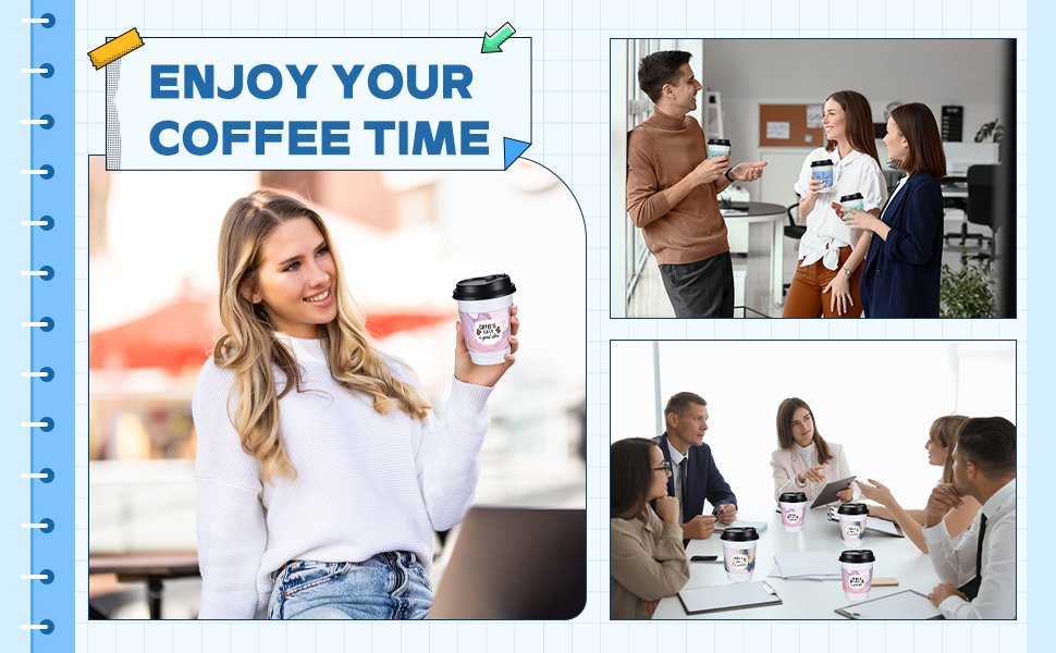 Sleeves de papel desechables para tazas de café de 12 y 16 oz, con diseño de mármol, ideal para chocolate caliente, té o bebidas frías, con opción de Logo Personalizado, Marca Blanca disponible, Fábrica de calidad.