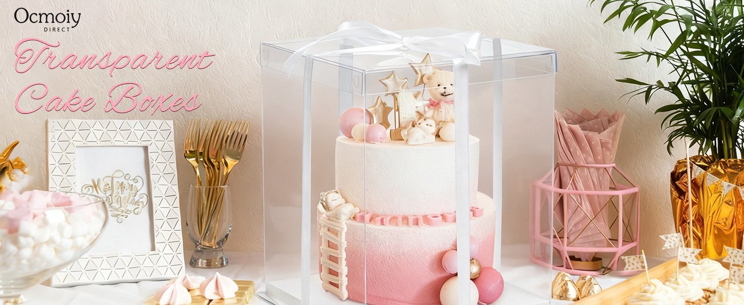 Caja de pastel transparente de 10x10x12 pulgadas con logo personalizado, 5 piezas de cajas altas para cake con cinta, ideal para bodas, cumpleaños y fiestas, proveedor de soluciones para transporte de golosinas. Caja de pastel transparente de 10x10x12 pulgadas con logo personalizado, 5 piezas de cajas altas para cake con cinta, ideal para bodas, cumpleaños y fiestas, proveedor de soluciones para transporte de golosinas.
