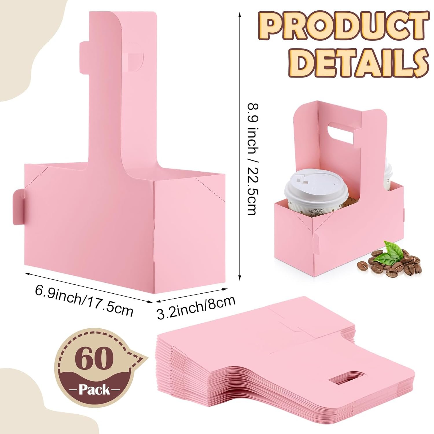 Logo Personalizado Porta Bebidas de Cartón 60 Pcs 2 Tazas con Asa 6.9 x 3.2 x 8.9 Pulgadas para Bebidas Calientes y Frías para Cafés y Restaurantes Marca Blanca Proveedor de Entregas de Alimentos Logo Personalizado Porta Bebidas de Cartón 60 Pcs 2 Tazas con Asa 6.9 x 3.2 x 8.9 Pulgadas para Bebidas Calientes y Frías para Cafés y Restaurantes Marca Blanca Proveedor de Entregas de Alimentos