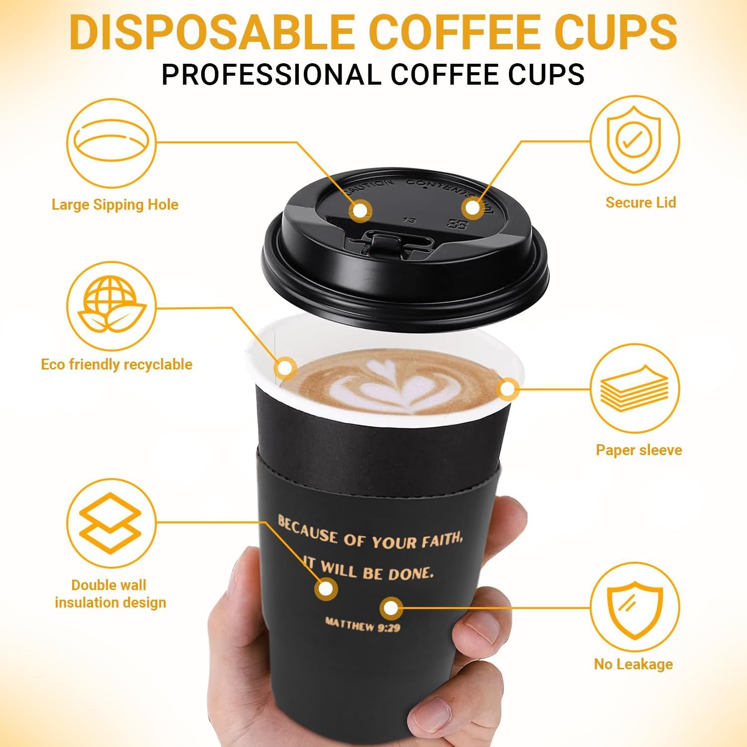 Tazas desechables de 16 oz con versos bíblicos, tazas de café motivacionales cristianas y católicas, con tapa y mangas, marca blanca, personalizadas con logo, Proveedor de tazas aisladas de doble pared. Tazas desechables de 16 oz con versos bíblicos, tazas de café motivacionales cristianas y católicas, con tapa y mangas, marca blanca, personalizadas con logo, Proveedor de tazas aisladas de doble pared.