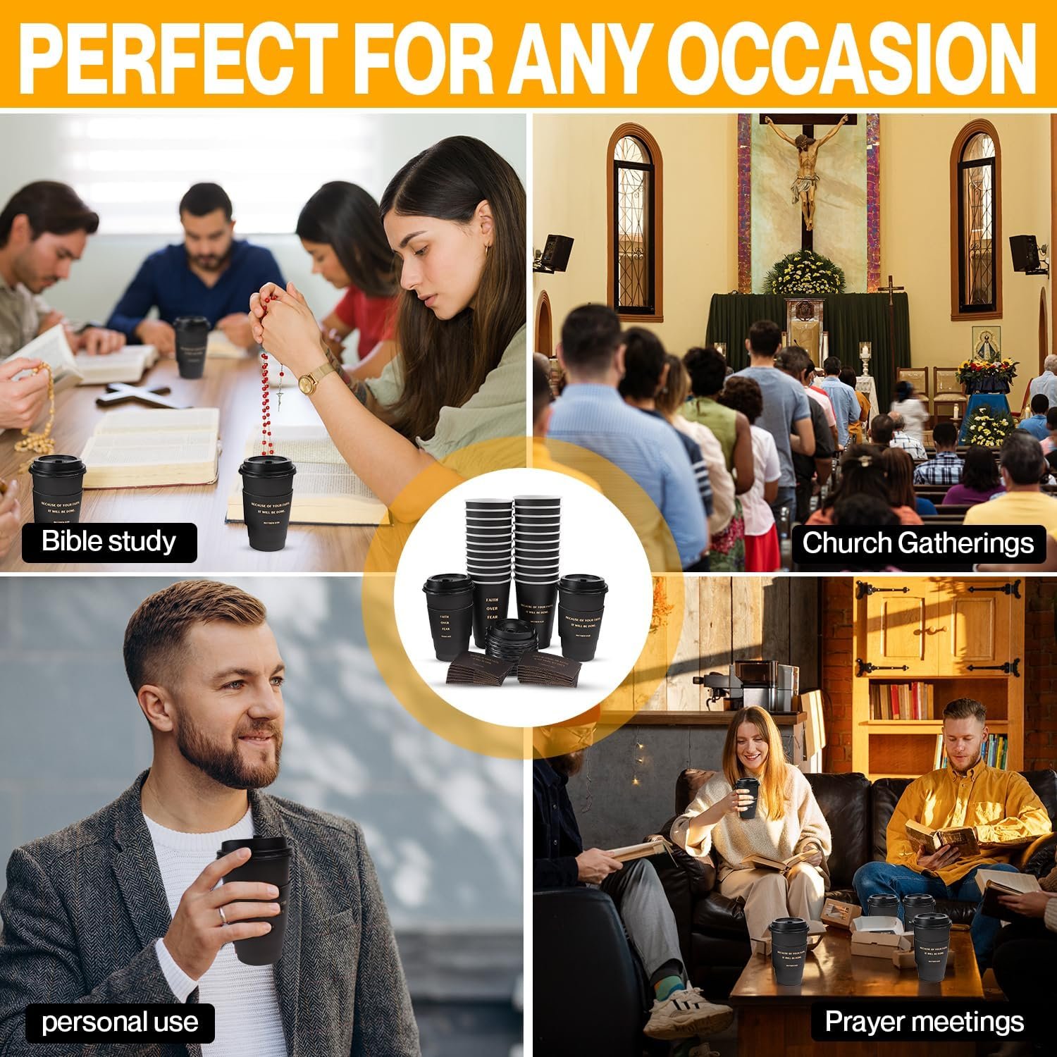 Tazas desechables de 16 oz con versos bíblicos, tazas de café motivacionales cristianas y católicas, con tapa y mangas, marca blanca, personalizadas con logo, Proveedor de tazas aisladas de doble pared. Tazas desechables de 16 oz con versos bíblicos, tazas de café motivacionales cristianas y católicas, con tapa y mangas, marca blanca, personalizadas con logo, Proveedor de tazas aisladas de doble pared.