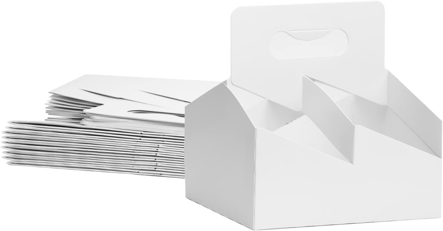 Logo Personalizado Soporte para Bebidas de Cartón Kraft con Asa - 30 Paquetes de Soportes para 4 Tazas, Desechables para Bebidas de 12-32 OZ, Comida para Llevar, Confitería, Servicio de Comida para Cafés y Restaurantes, Proveedor.