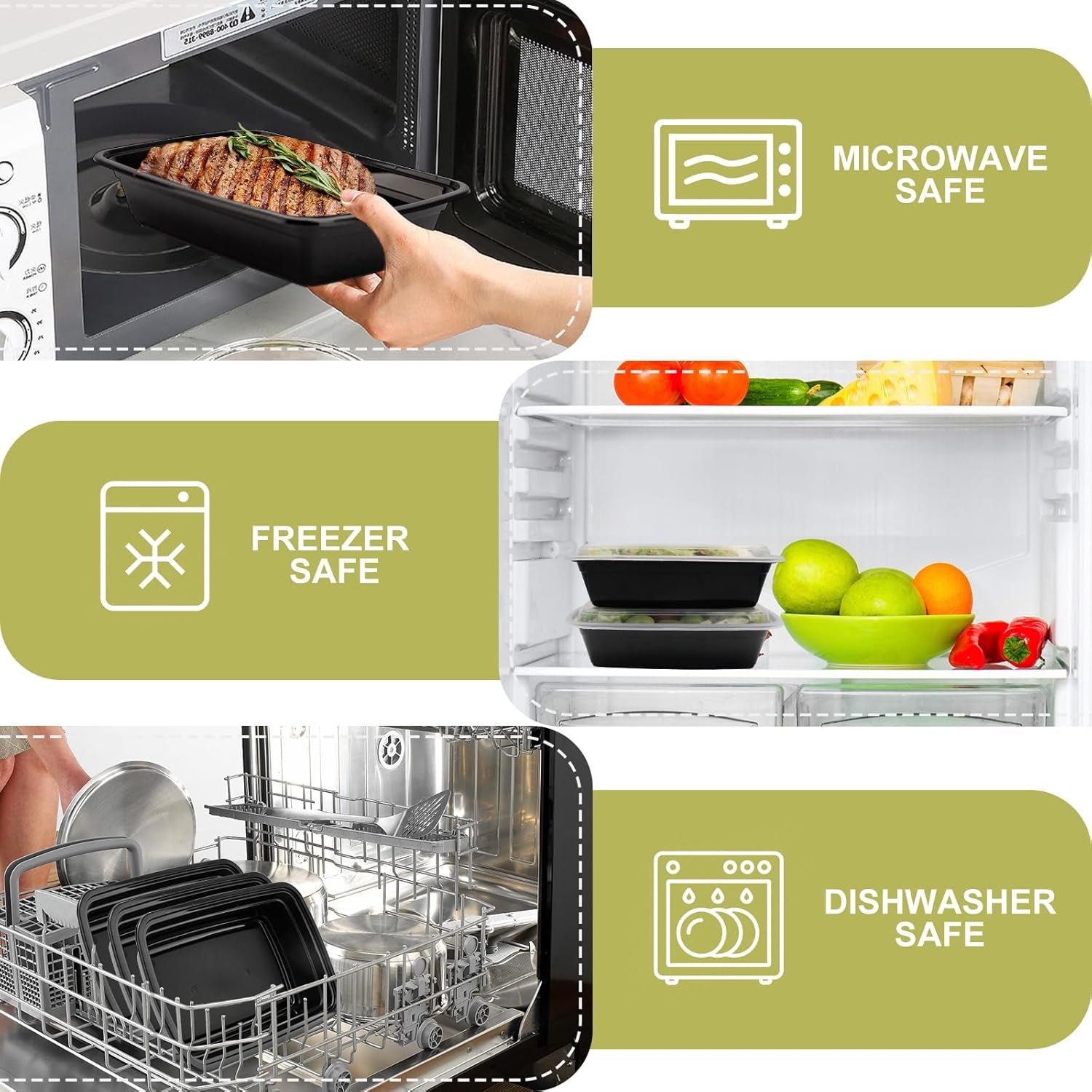 Contenedores de Comida Desechables 38oz 50 Pack con Tapa, Aptos para Microondas/Lavavajillas/Freezer, Marca Blanca con Logo Personalizado, Proveedor de Envases Plásticos.