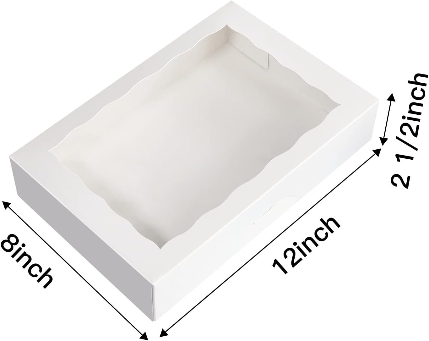Caja de pastelería blanca 15-Pack con ventana, 12x8x2.5 pulgadas, ideal para donas y muffins, con opción de Logo Personalizado, empaques de marca blanca, Fábrica de cajas para productos de repostería.