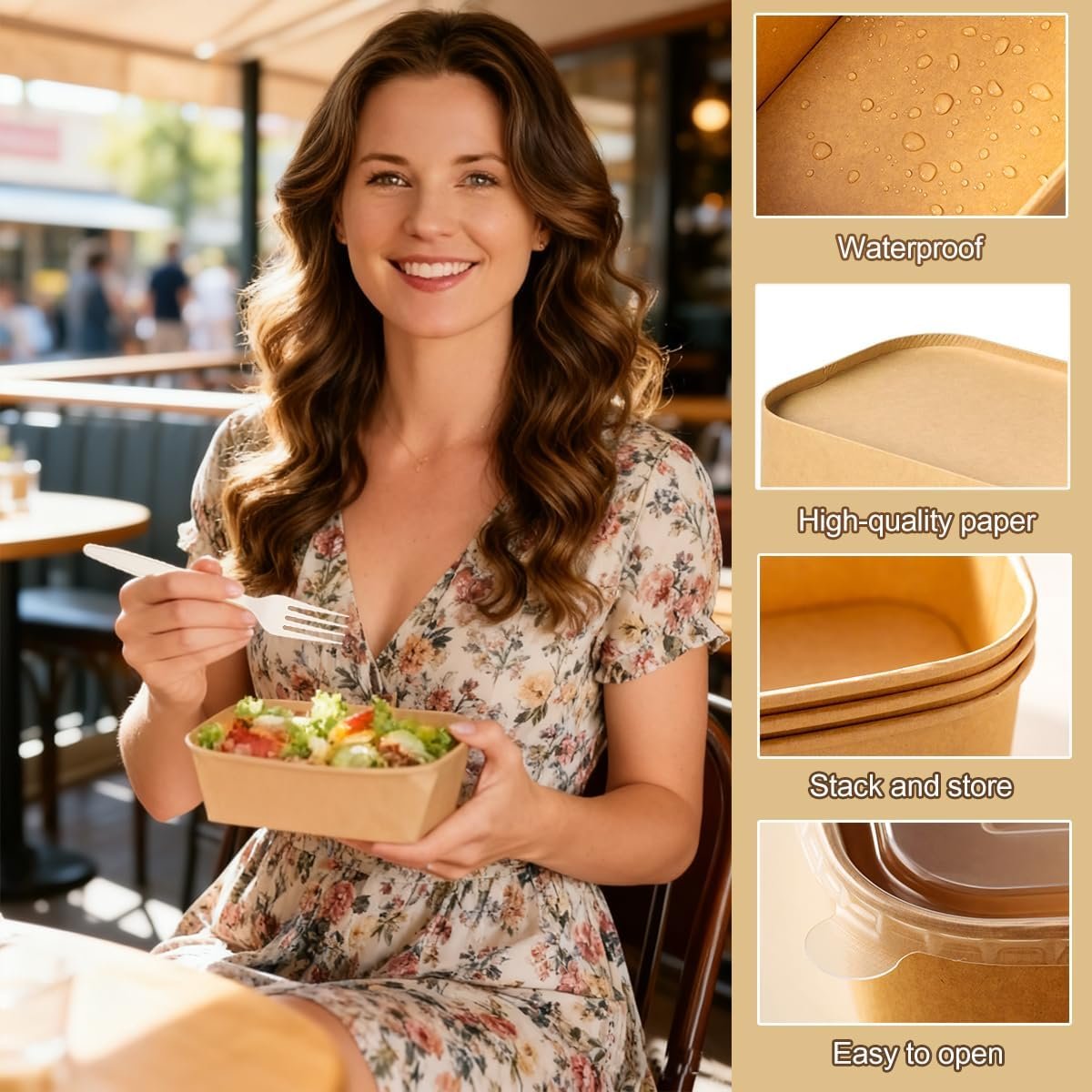 Logo Personalizado 50 Pack de Cuencos de Papel Kraft Desechables de 29oz con Tapa y Cubiertos, Envases para Comidas para Llevar, Contenedores Microwaveables y Freezer, Marca Blanca Proveedor de Alimentos Fríos y Calientes Logo Personalizado 50 Pack de Cuencos de Papel Kraft Desechables de 29oz con Tapa y Cubiertos, Envases para Comidas para Llevar, Contenedores Microwaveables y Freezer, Marca Blanca Proveedor de Alimentos Fríos y Calientes