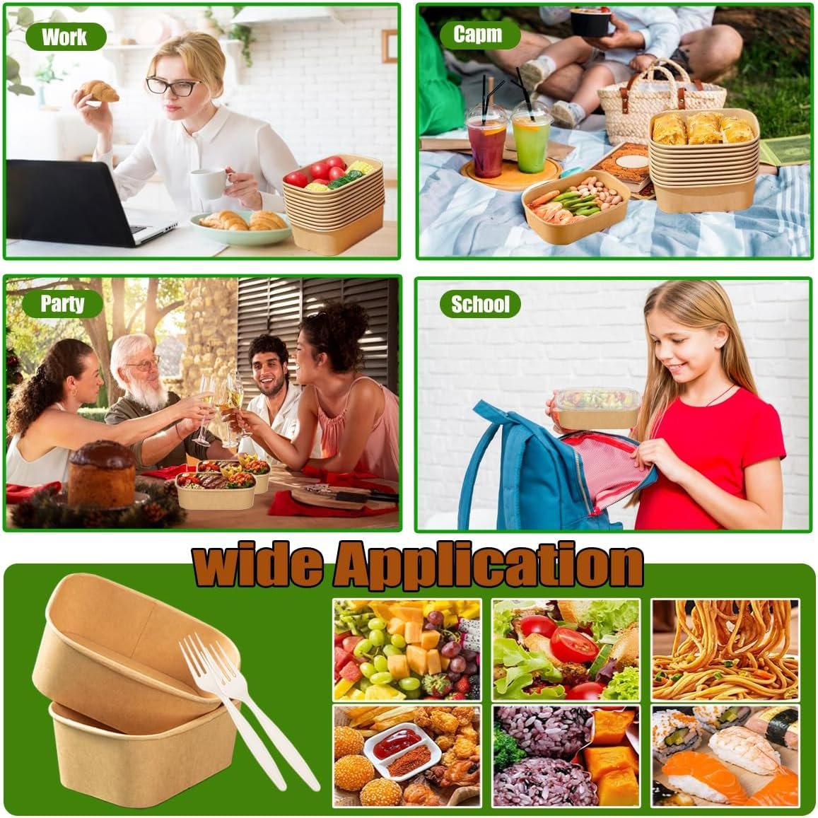 Logo Personalizado 50 Pack de Cuencos de Papel Kraft Desechables de 29oz con Tapa y Cubiertos, Envases para Comidas para Llevar, Contenedores Microwaveables y Freezer, Marca Blanca Proveedor de Alimentos Fríos y Calientes Logo Personalizado 50 Pack de Cuencos de Papel Kraft Desechables de 29oz con Tapa y Cubiertos, Envases para Comidas para Llevar, Contenedores Microwaveables y Freezer, Marca Blanca Proveedor de Alimentos Fríos y Calientes