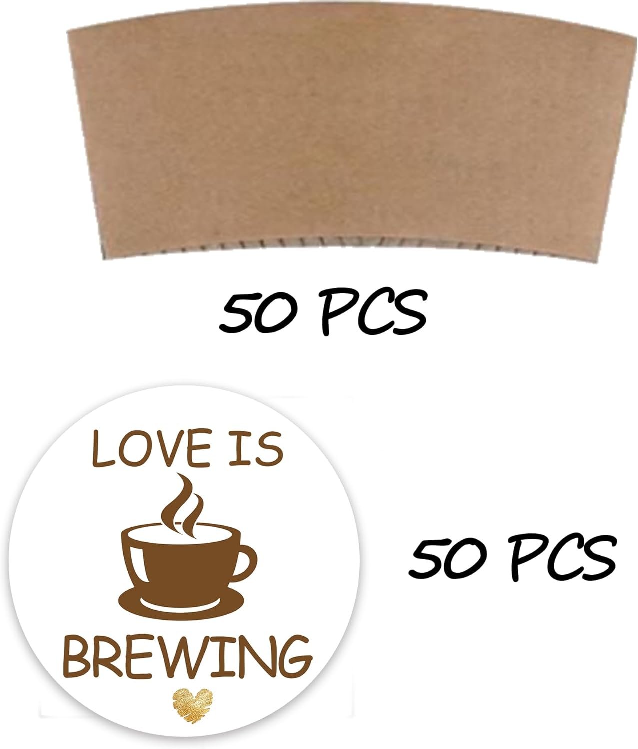 Logo Personalizado 50 unidades de mangas para tazas de café desechables, Love Is Brewing, decoraciones para despedidas de soltera con temática de café para amantes del café, Proveedor. Logo Personalizado 50 unidades de mangas para tazas de café desechables, Love Is Brewing, decoraciones para despedidas de soltera con temática de café para amantes del café, Proveedor.