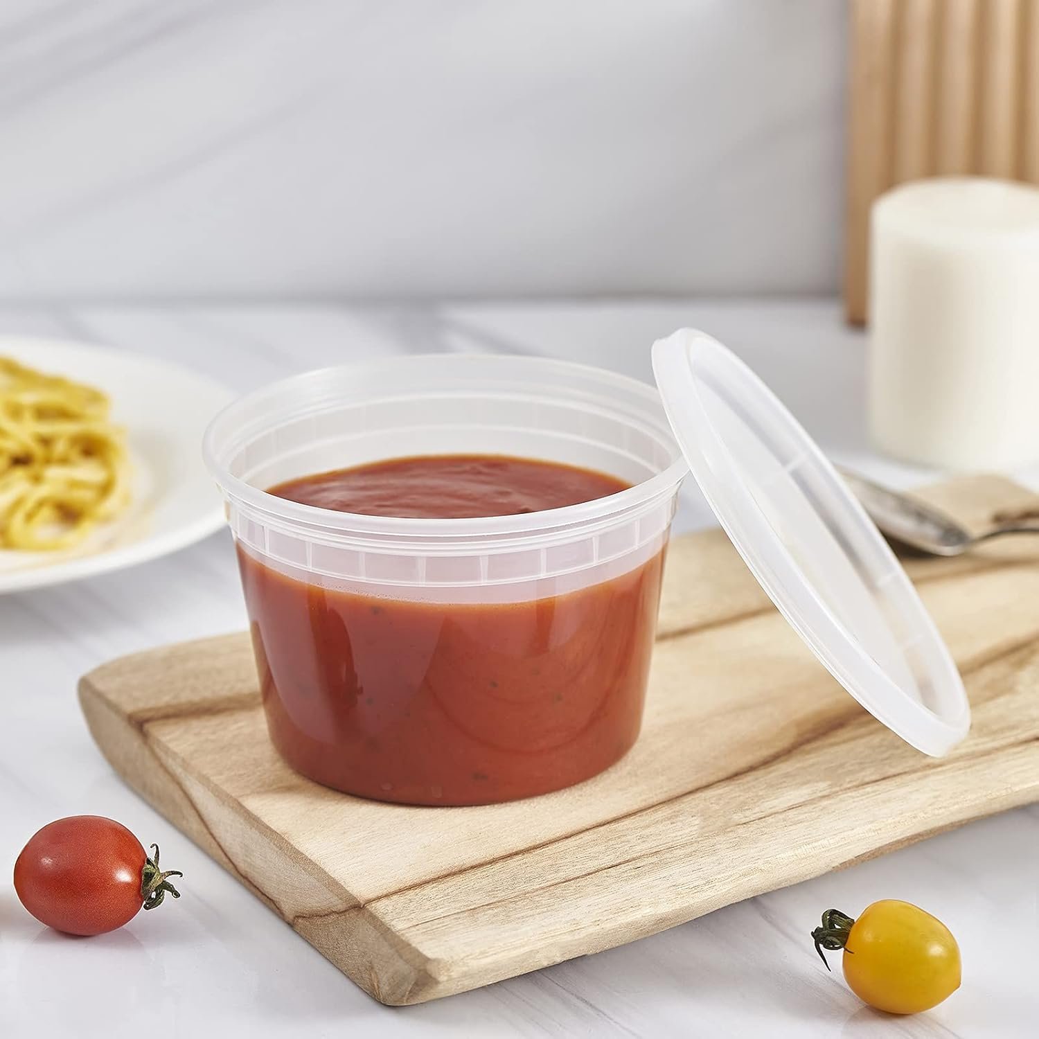 Contenedores de Almacenamiento de Alimentos Desechables de Plástico de 16oz. con Tapas Plásticas, Logo Personalizado, para Sopas, Preparación de Comidas, Juguetes de Lima | A Prueba de Fugas | Apilables | Aceptan Microondas | Aceptan Lavavajillas | Aceptan Congelador | Marca Blanca de Fábrica Contenedores de Almacenamiento de Alimentos Desechables de Plástico de 16oz. con Tapas Plásticas, Logo Personalizado, para Sopas, Preparación de Comidas, Juguetes de Lima | A Prueba de Fugas | Apilables | Aceptan Microondas | Aceptan Lavavajillas | Aceptan Congelador | Marca Blanca de Fábrica