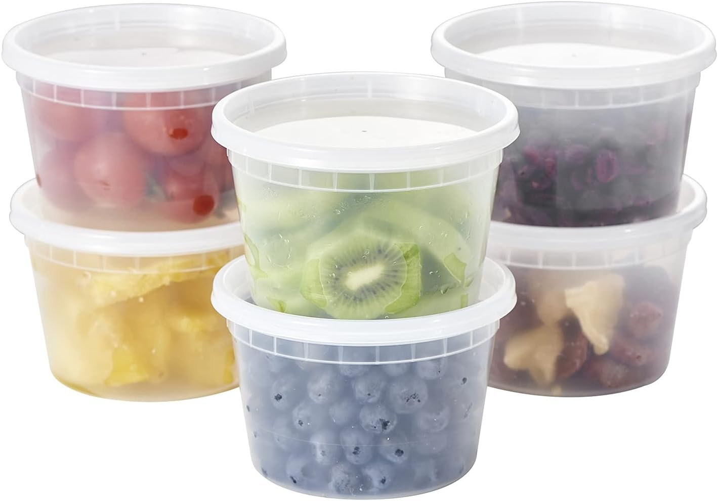 Contenedores de Almacenamiento de Alimentos Desechables de Plástico de 16oz. con Tapas Plásticas, Logo Personalizado, para Sopas, Preparación de Comidas, Juguetes de Lima | A Prueba de Fugas | Apilables | Aceptan Microondas | Aceptan Lavavajillas | Aceptan Congelador | Marca Blanca de Fábrica