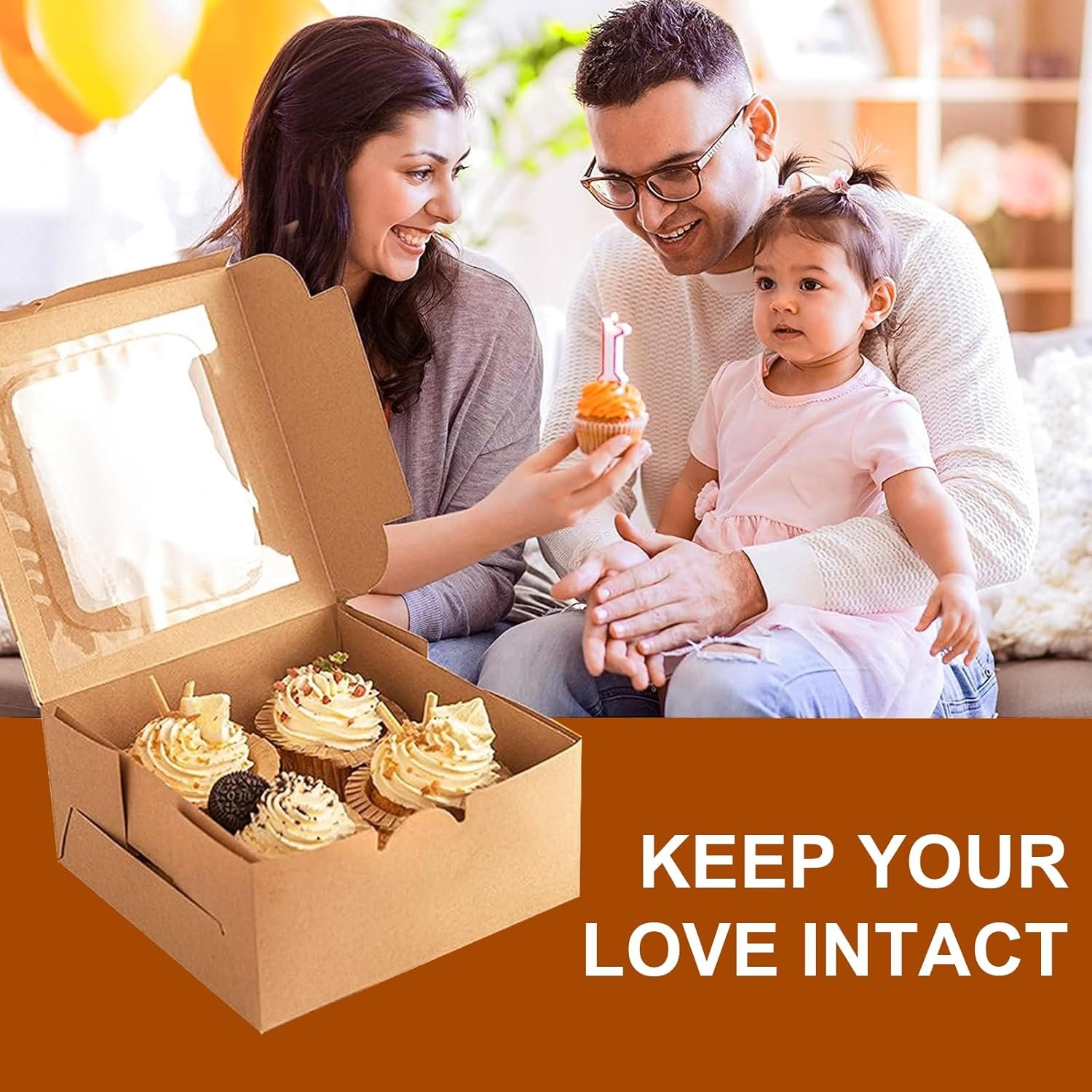 Logo Personalizado para Cajas de Cupcakes con Ventana, 50 PCS 6x6x3 Pulgadas, Envases de Pastelería para Postres y Chocolate, Cajas de Regalo con Stickers y Yute, Fábrica de Marca Blanca