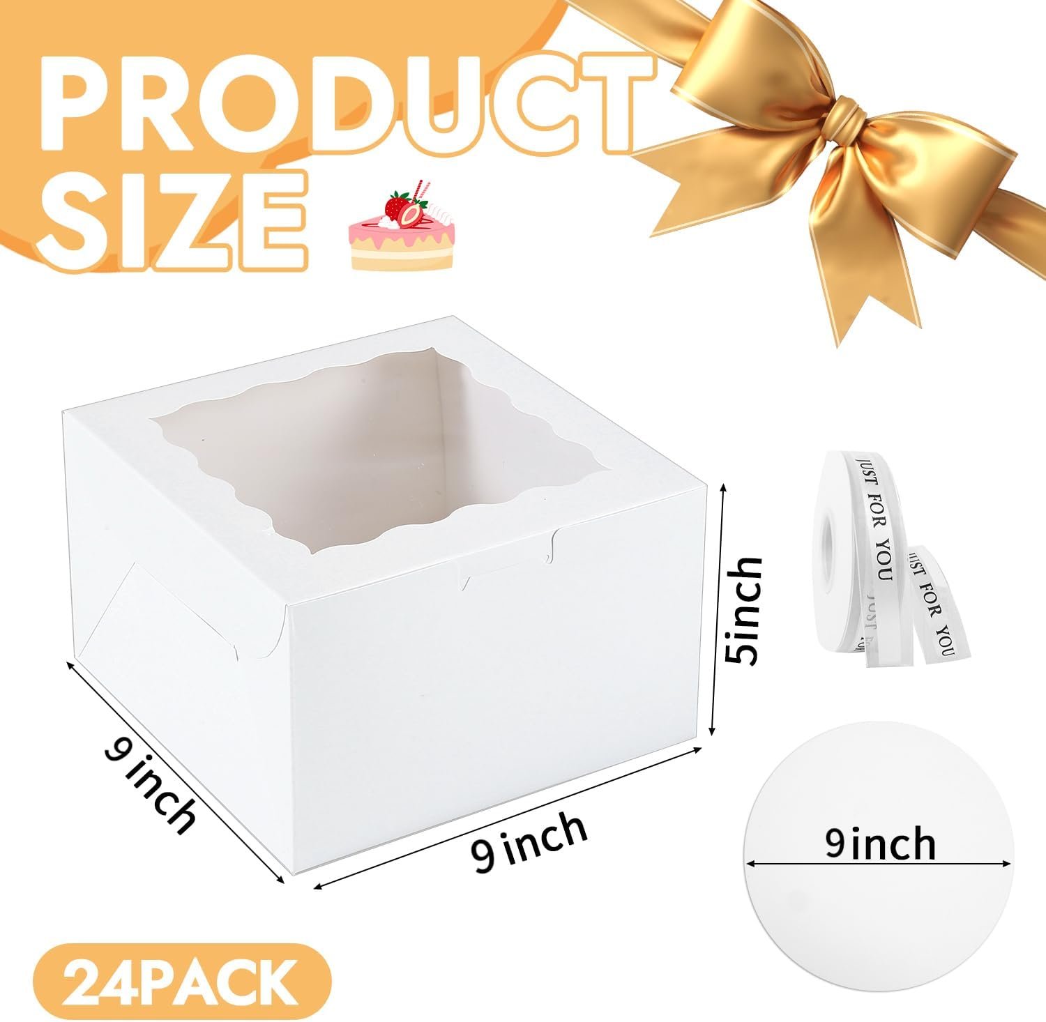 Cajas de pasteles con ventana, 48PCS de 9x9x5 pulgadas, Logo Personalizado, cajas blancas de repostería para cumpleaños, Día de la Madre, San Valentín, bodas y fiestas, Fabricante de contenedores para tortas. Cajas de pasteles con ventana, 48PCS de 9x9x5 pulgadas, Logo Personalizado, cajas blancas de repostería para cumpleaños, Día de la Madre, San Valentín, bodas y fiestas, Fabricante de contenedores para tortas.