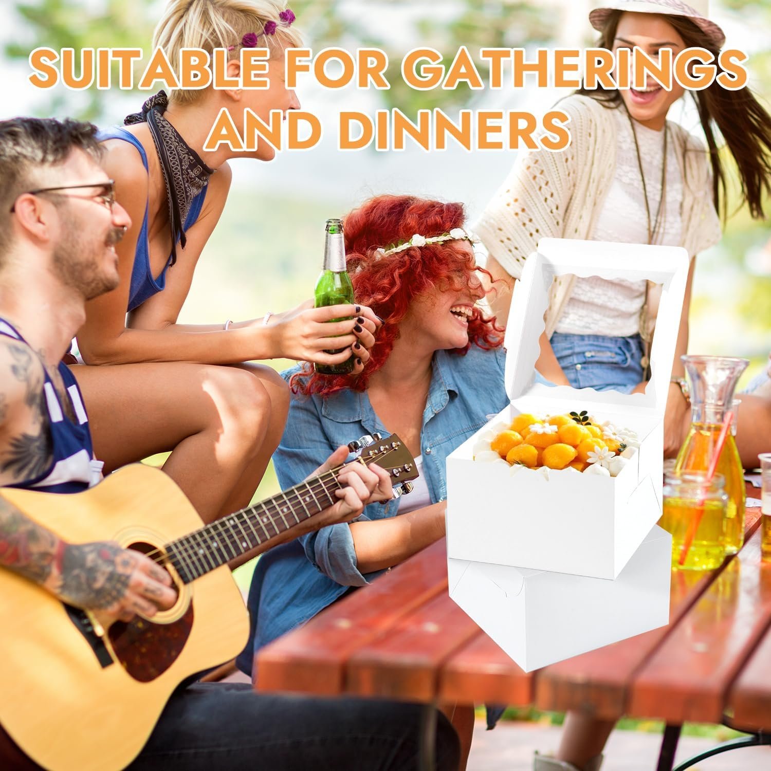 Cajas de pasteles con ventana, 48PCS de 9x9x5 pulgadas, Logo Personalizado, cajas blancas de repostería para cumpleaños, Día de la Madre, San Valentín, bodas y fiestas, Fabricante de contenedores para tortas. Cajas de pasteles con ventana, 48PCS de 9x9x5 pulgadas, Logo Personalizado, cajas blancas de repostería para cumpleaños, Día de la Madre, San Valentín, bodas y fiestas, Fabricante de contenedores para tortas.