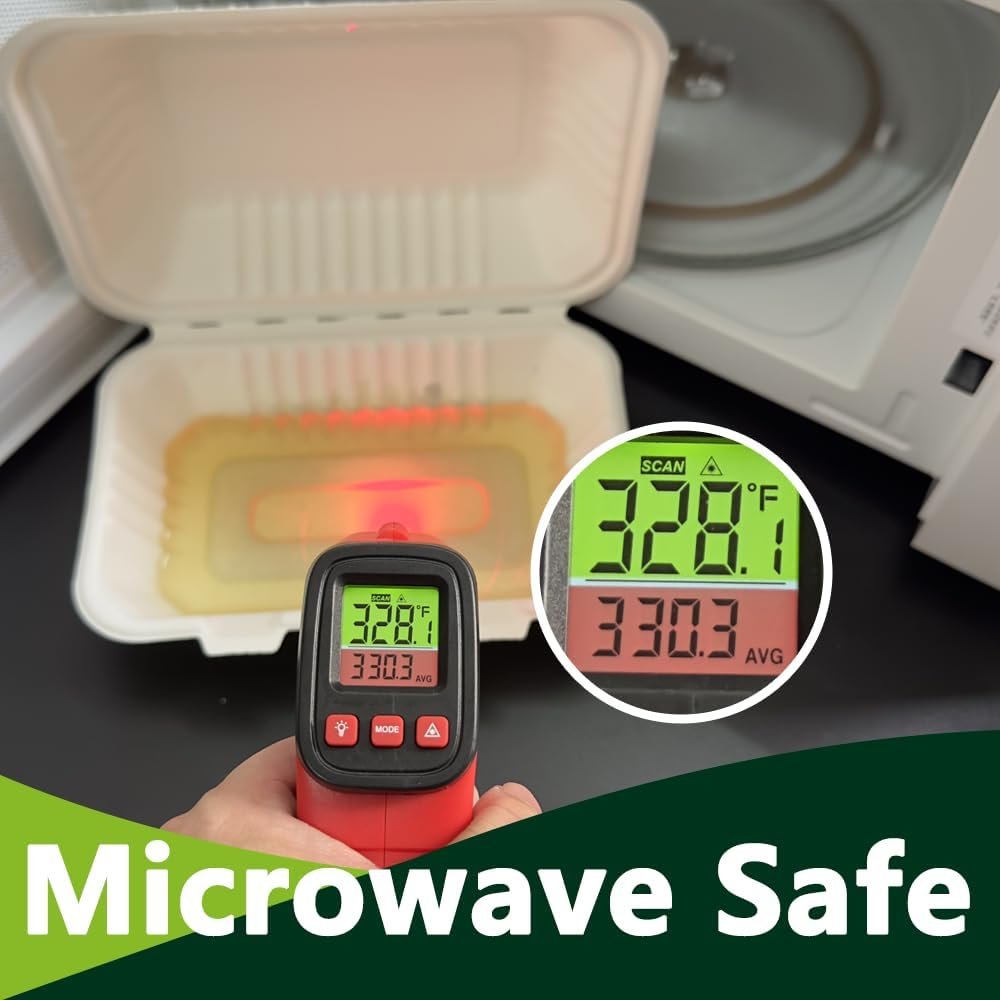 Contenedores desechables para llevar 9x6 pulgadas【75 paquetes】, cajas de comida compostables Bagasse con tapas, marca blanca ideales para almuerzos, ensaladas, preparación de comidas, proveedor confiable.