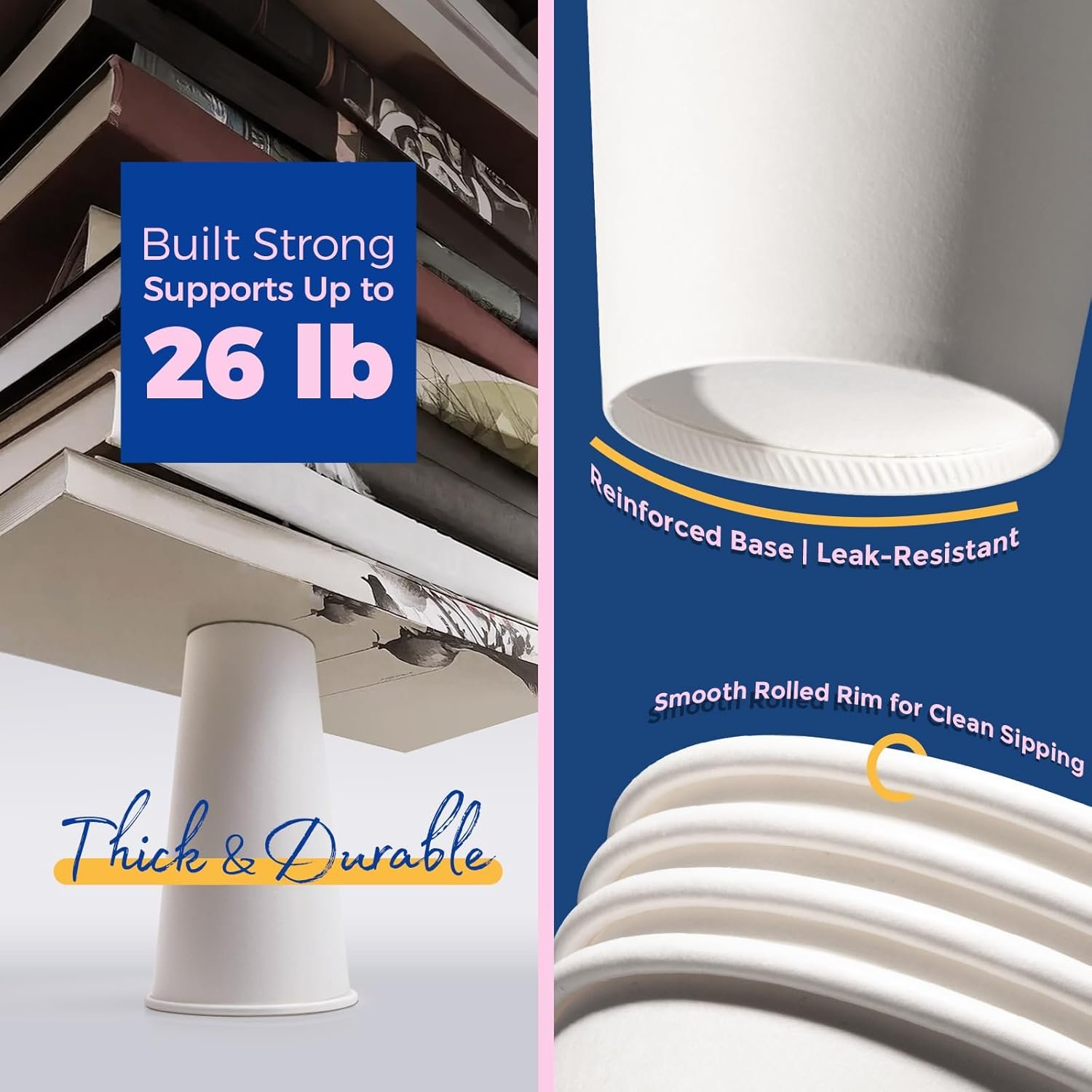 Cupos desechables de papel de 20 oz para bebidas calientes y frías, con logo personalizado, embalaje de 100 unidades, ideales para fiestas, oficinas, negocios, cafés y bistrós, fabricados en la fábrica con papel blanco grueso y duradero, uso diario y marca blanca.