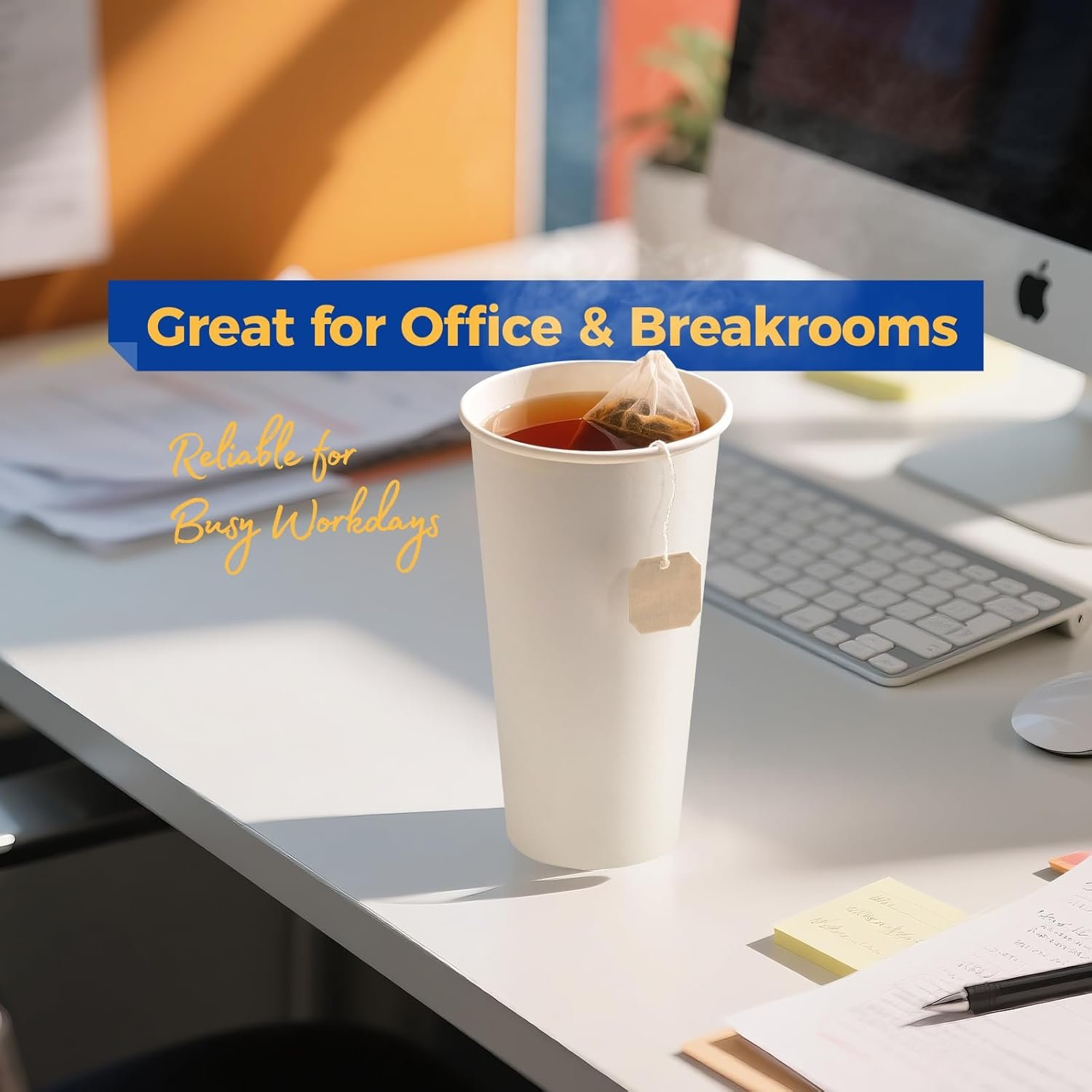 Cupos desechables de papel de 20 oz para bebidas calientes y frías, con logo personalizado, embalaje de 100 unidades, ideales para fiestas, oficinas, negocios, cafés y bistrós, fabricados en la fábrica con papel blanco grueso y duradero, uso diario y marca blanca.