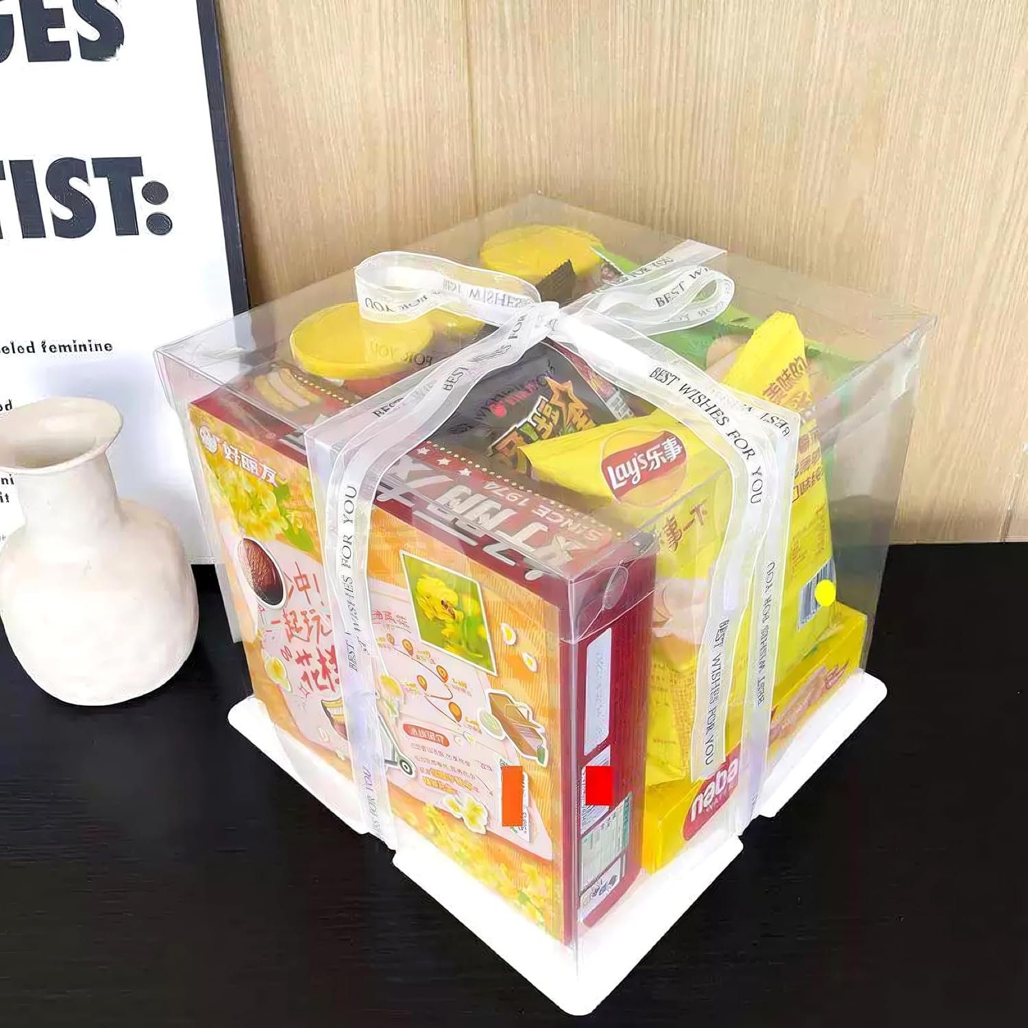 Logo Personalizado para Caja de Pasteles Grande Cuadrada de 12 Pulgadas (30x30x28 cm) | Presentación Elegante con Cinta de Seda para Tartas de Niveles, Ocasiones Especiales y Bodas | Proveedor de Envases de Calidad