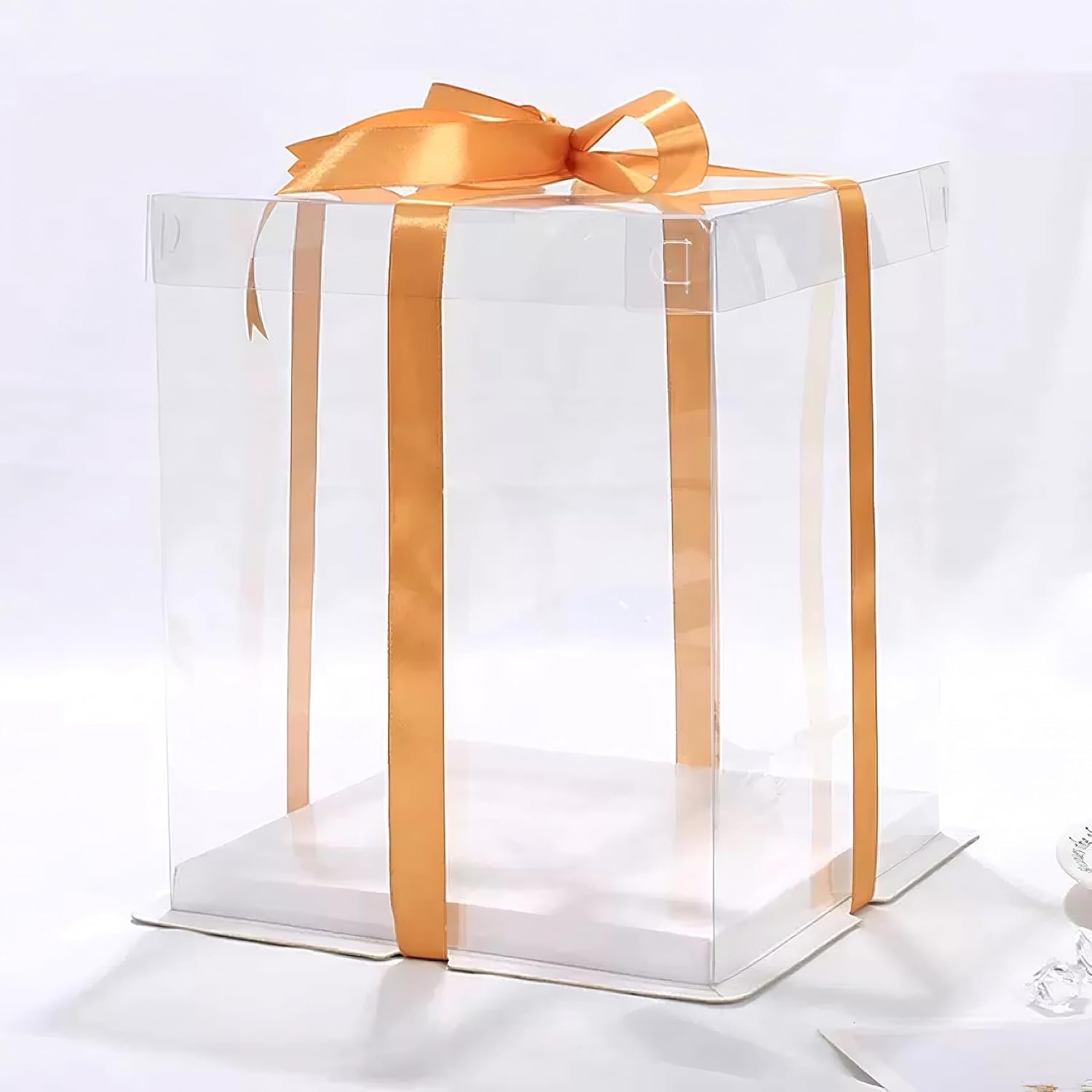 Logo Personalizado para Caja de Pasteles Grande Cuadrada de 12 Pulgadas (30x30x28 cm) | Presentación Elegante con Cinta de Seda para Tartas de Niveles, Ocasiones Especiales y Bodas | Proveedor de Envases de Calidad