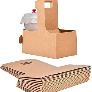 Logo Personalizado 20 Pack Porta Bebidas Kraft con Asas, Soporte Desechable para 2 Tazas de Bebidas Calientes o Frías, Servicio de Comida para Llevar en Café y Restaurante, Proveedor de Cartón para Café para Llevar.