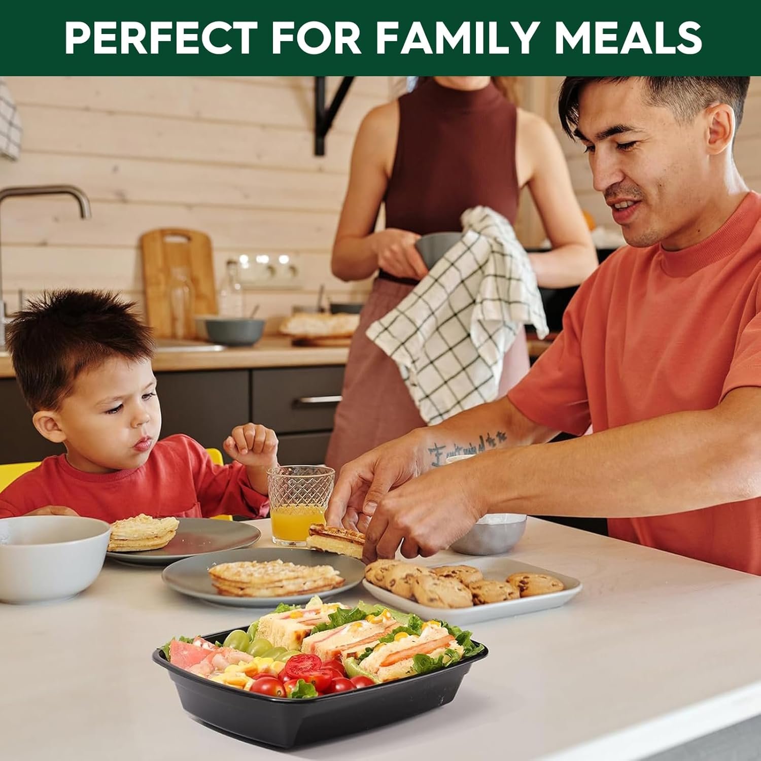 Contenedores de preparación de comidas con tapa, plástico reutilizable, 1 compartimento, libre de BPA, cajas bento para control de porciones y comida para llevar, personalización de logo, aptos para microondas/congelador/lavavajillas (paquete de 50, 32 oz) de proveedor.