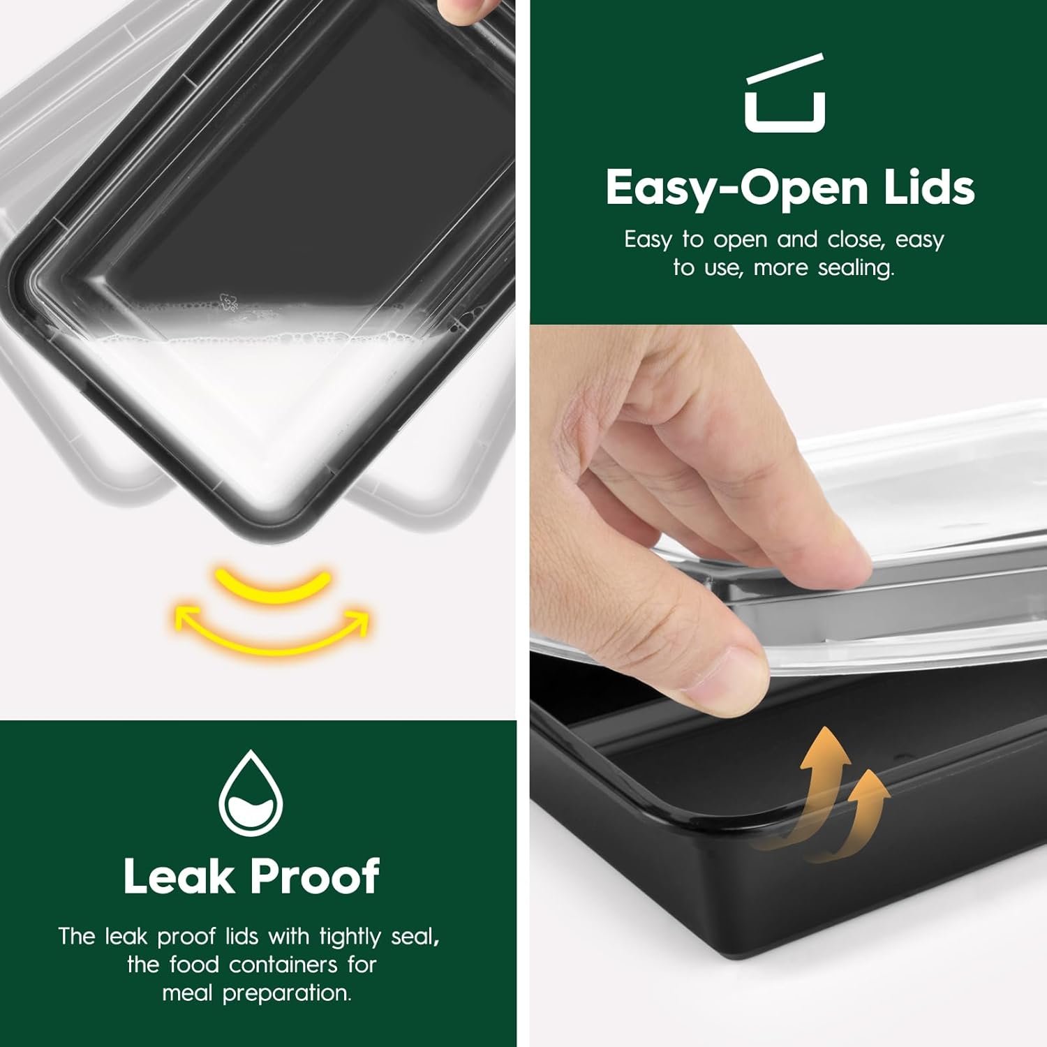 Contenedores de preparación de comidas con tapa, plástico reutilizable, 1 compartimento, libre de BPA, cajas bento para control de porciones y comida para llevar, personalización de logo, aptos para microondas/congelador/lavavajillas (paquete de 50, 32 oz) de proveedor.