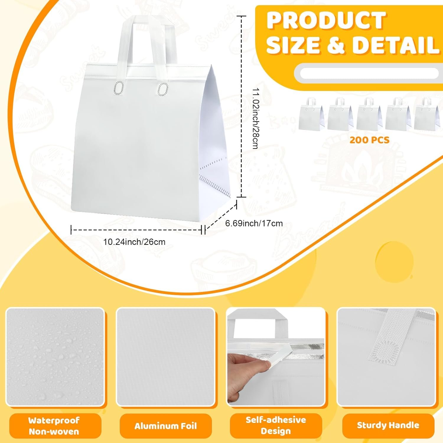 Bolsas Térmicas Desechables 200 Pcs con Logo Personalizado para Comida para Llevar 10.24x11.02x6.69 Pulgadas, Marca Blanca para Entrega y Envío, Proveedor de Soluciones de Aislamiento Térmico en Blanco. Bolsas Térmicas Desechables 200 Pcs con Logo Personalizado para Comida para Llevar 10.24x11.02x6.69 Pulgadas, Marca Blanca para Entrega y Envío, Proveedor de Soluciones de Aislamiento Térmico en Blanco.