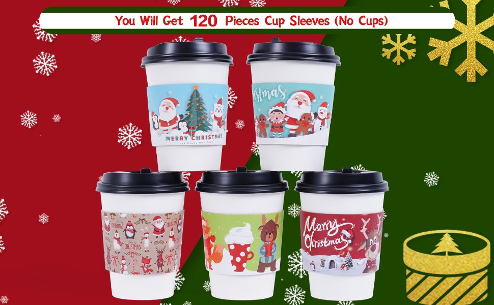 Logo Personalizado 120 piezas de mangas para taza de café navideñas, aptas para tazas de 12 a 20 oz, con 5 diseños personalizados diferentes para chocolate caliente, café, cacao, té o bebidas frías, Proveedor confiable. Logo Personalizado 120 piezas de mangas para taza de café navideñas, aptas para tazas de 12 a 20 oz, con 5 diseños personalizados diferentes para chocolate caliente, café, cacao, té o bebidas frías, Proveedor confiable.