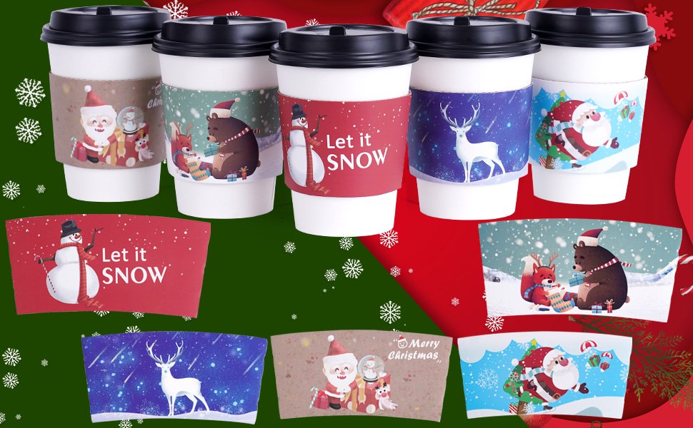 Logo Personalizado 120 piezas de mangas para taza de café navideñas, aptas para tazas de 12 a 20 oz, con 5 diseños personalizados diferentes para chocolate caliente, café, cacao, té o bebidas frías, Proveedor confiable. Logo Personalizado 120 piezas de mangas para taza de café navideñas, aptas para tazas de 12 a 20 oz, con 5 diseños personalizados diferentes para chocolate caliente, café, cacao, té o bebidas frías, Proveedor confiable.