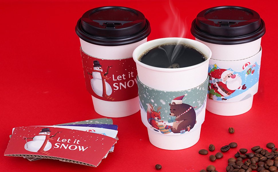 Logo Personalizado 120 piezas de mangas para taza de café navideñas, aptas para tazas de 12 a 20 oz, con 5 diseños personalizados diferentes para chocolate caliente, café, cacao, té o bebidas frías, Proveedor confiable. Logo Personalizado 120 piezas de mangas para taza de café navideñas, aptas para tazas de 12 a 20 oz, con 5 diseños personalizados diferentes para chocolate caliente, café, cacao, té o bebidas frías, Proveedor confiable.
