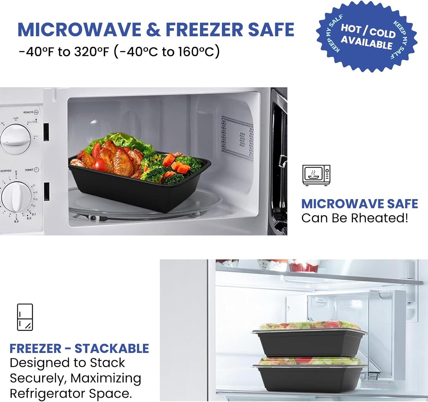 Logo Personalizado: 15 Pack de Contenedores de Comida de 32oz Reutilizables y Desechables, Almacenamiento de Alimentos con Tapa a Prueba de Filtraciones, Aptos para Microondas, Congelador y Lavavajillas, Marca Blanca de Proveedor.