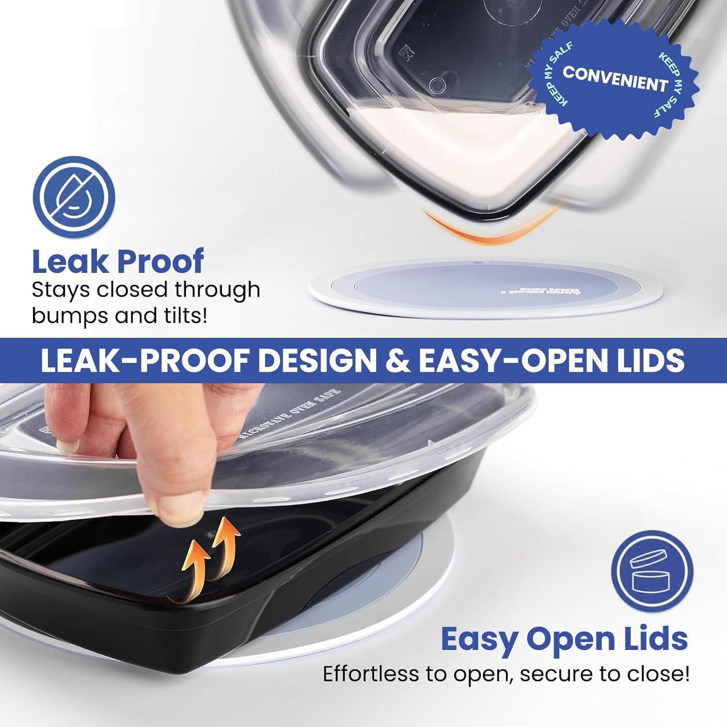 Logo Personalizado: 15 Pack de Contenedores de Comida de 32oz Reutilizables y Desechables, Almacenamiento de Alimentos con Tapa a Prueba de Filtraciones, Aptos para Microondas, Congelador y Lavavajillas, Marca Blanca de Proveedor.