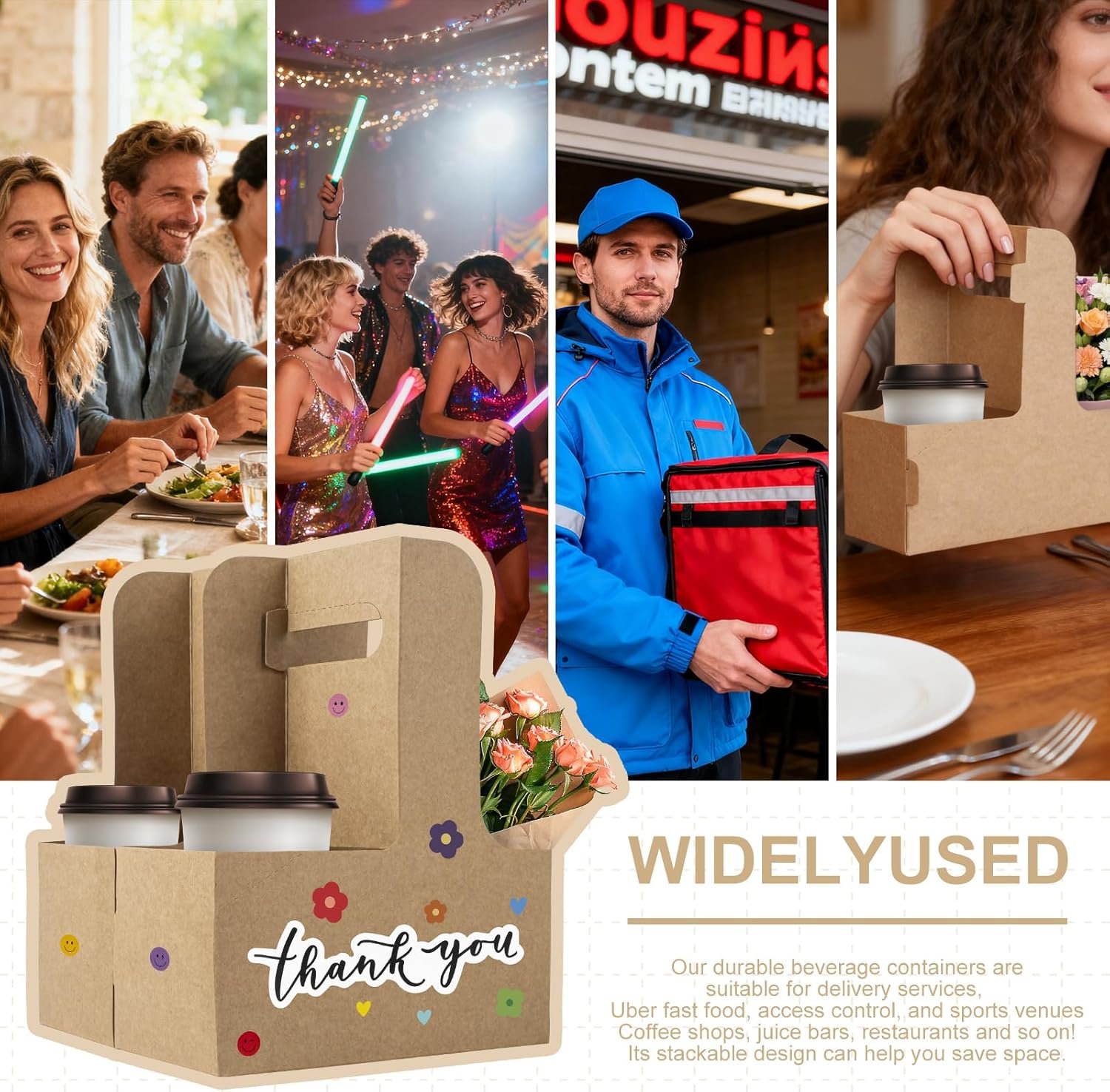 Logo Personalizado Portavasos de Cartón Kraft para 2 Tazas, 30 Pcs con Asa y 30 Stickers de Feliz Cumpleaños, Portadora Desechable de Bebidas, Fábrica de Soluciones para Café y Comida para Llevar. Logo Personalizado Portavasos de Cartón Kraft para 2 Tazas, 30 Pcs con Asa y 30 Stickers de Feliz Cumpleaños, Portadora Desechable de Bebidas, Fábrica de Soluciones para Café y Comida para Llevar.